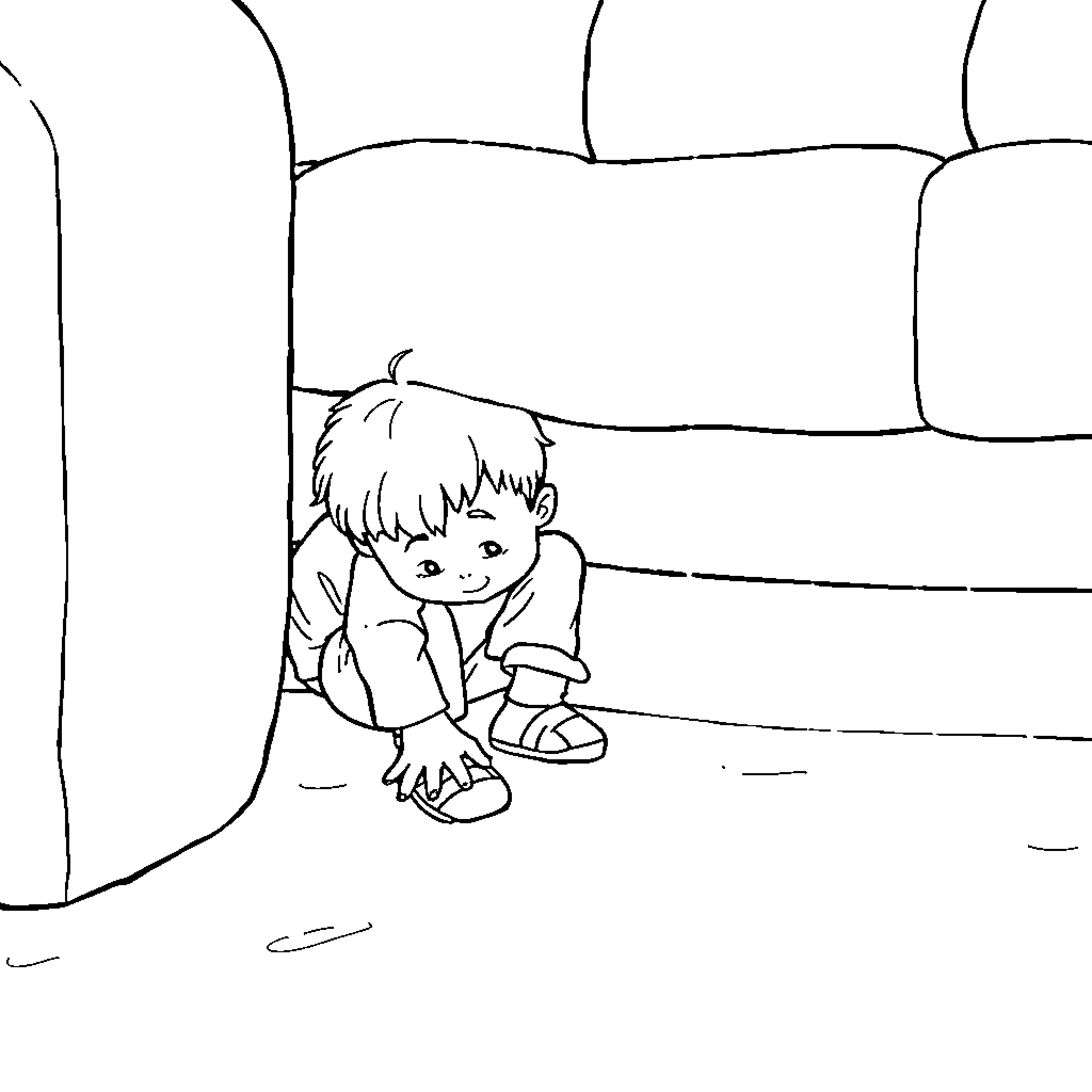 Boy sitting alone on the floor Coloring Page (free black-and-white line drawing printable PDF for all, from beginners to advanced learners, including children, teens, adults, and seniors)