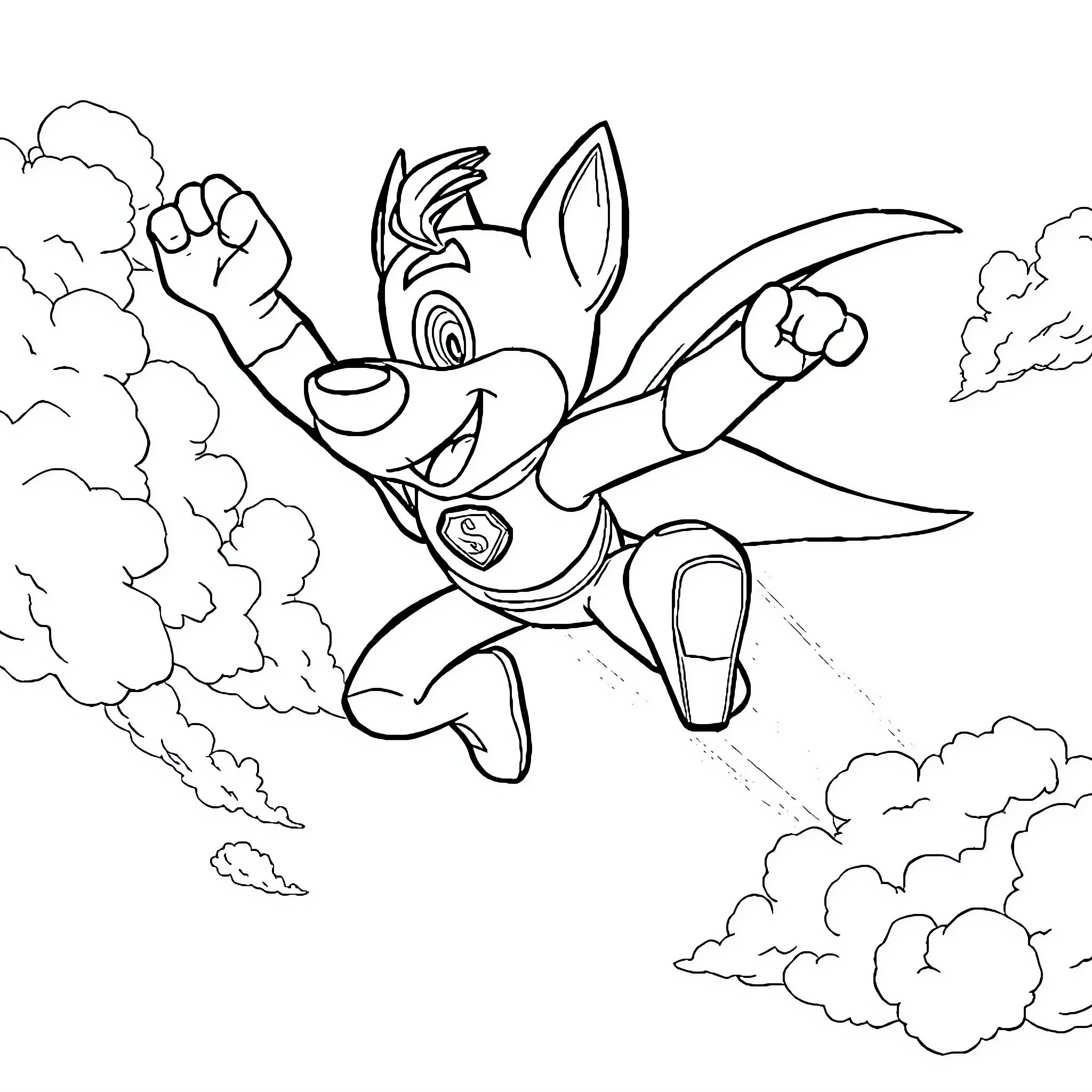 Chase through the Skies Coloring Page (free black-and-white line drawing printable PDF for all, from beginners to advanced learners, including children, teens, adults, and seniors)
