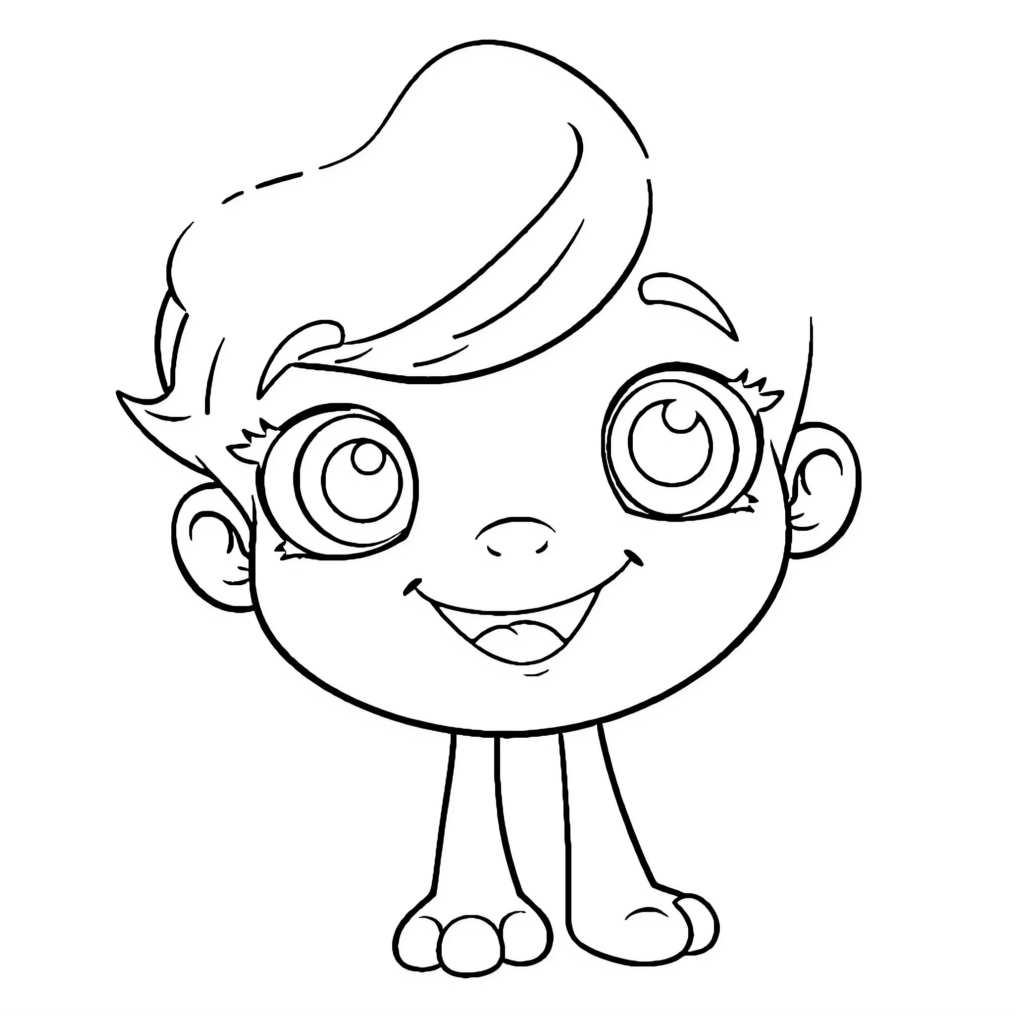 Kawaii Character with Playful Expression Coloring Page (free black-and-white line drawing printable PDF for all, from beginners to advanced learners, including children, teens, adults, and seniors)