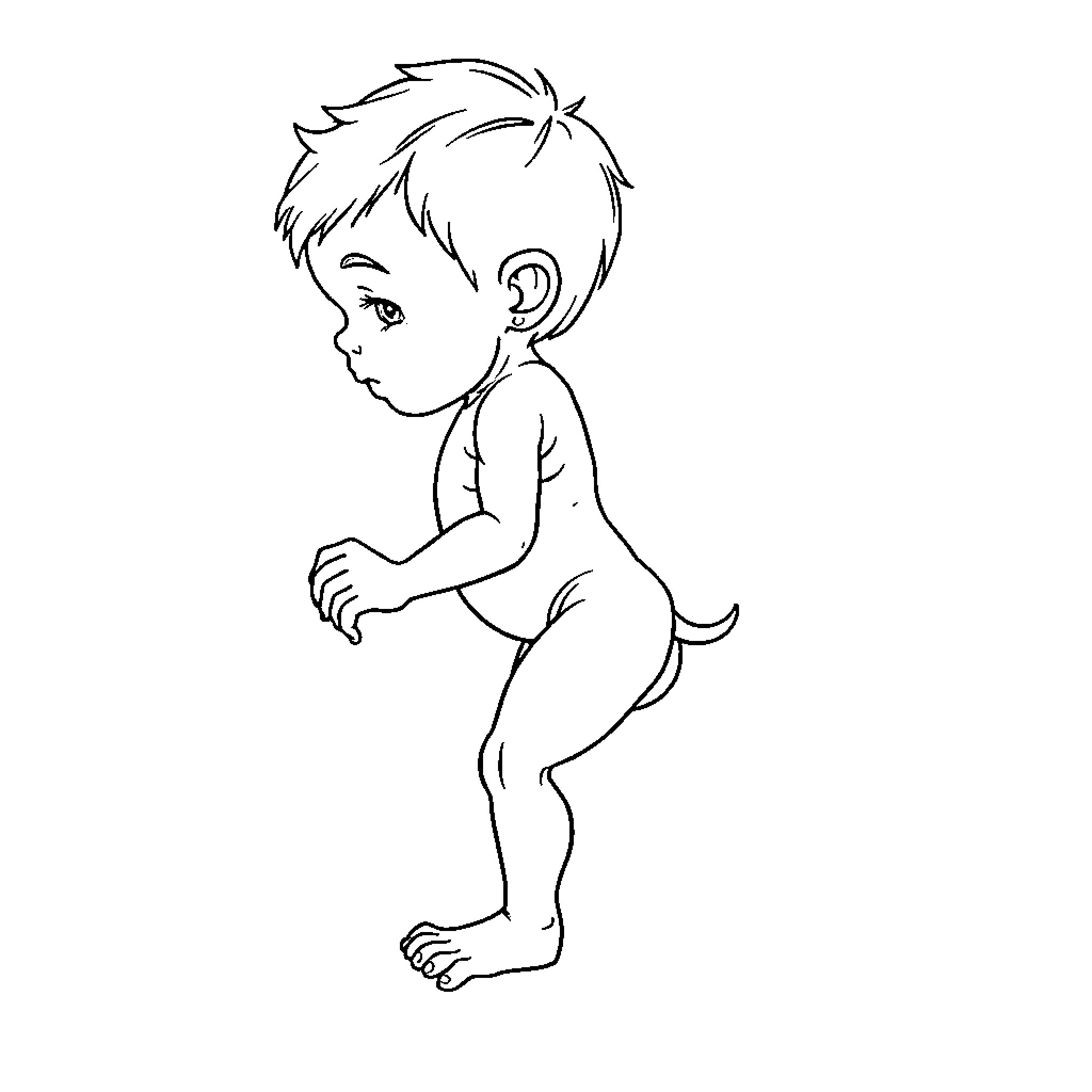 Niño exploring the world with curiosity Coloring Page (free black-and-white line drawing printable PDF for all, from beginners to advanced learners, including children, teens, adults, and seniors)