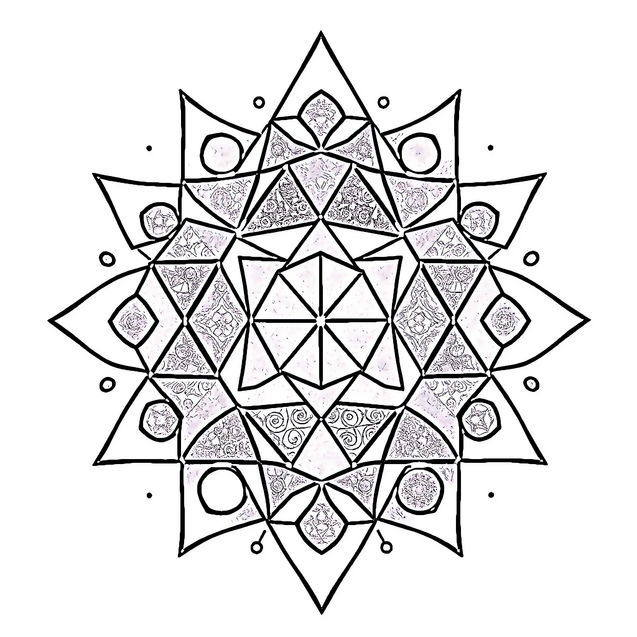 Shape of intricate geometric patterns Coloring Page (free black-and-white line drawing printable PDF for all, from beginners to advanced learners, including children, teens, adults, and seniors)