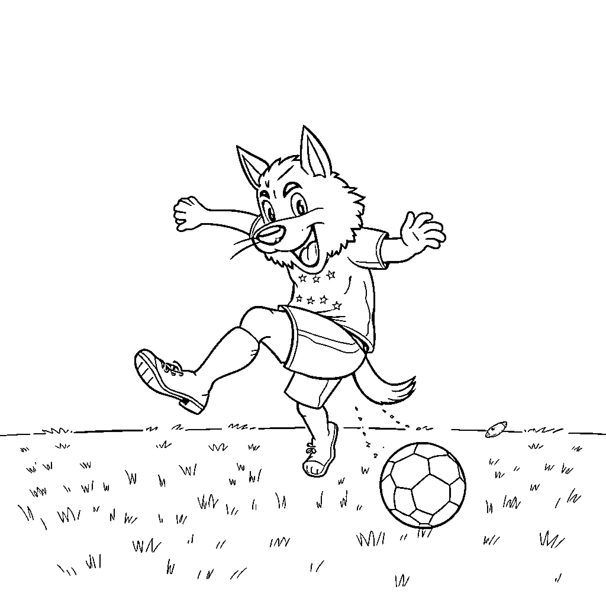 Huntrix playing soccer joyfully in the field Coloring Page (free black-and-white line drawing printable PDF for all, from beginners to advanced learners, including children, teens, adults, and seniors)