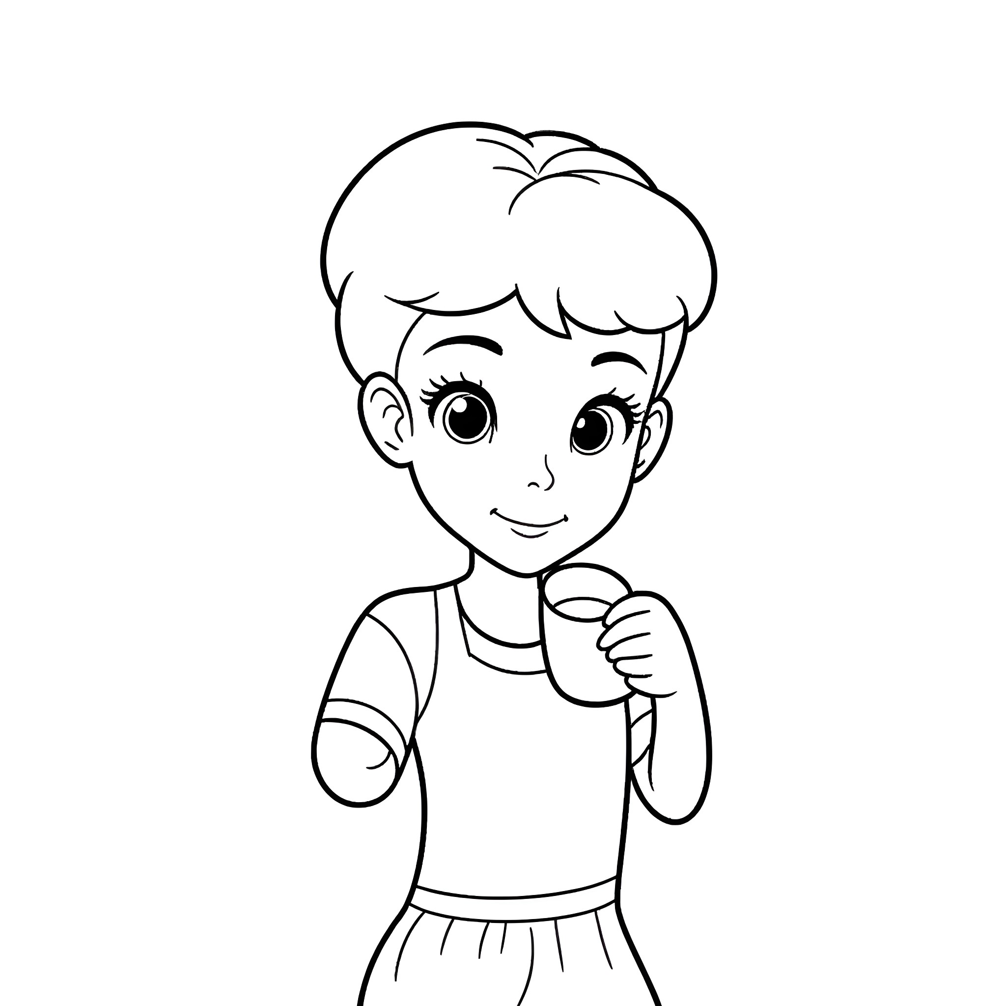 Bulma in a cheerful pose Coloring Page (free black-and-white line drawing printable PDF for all, from beginners to advanced learners, including children, teens, adults, and seniors)