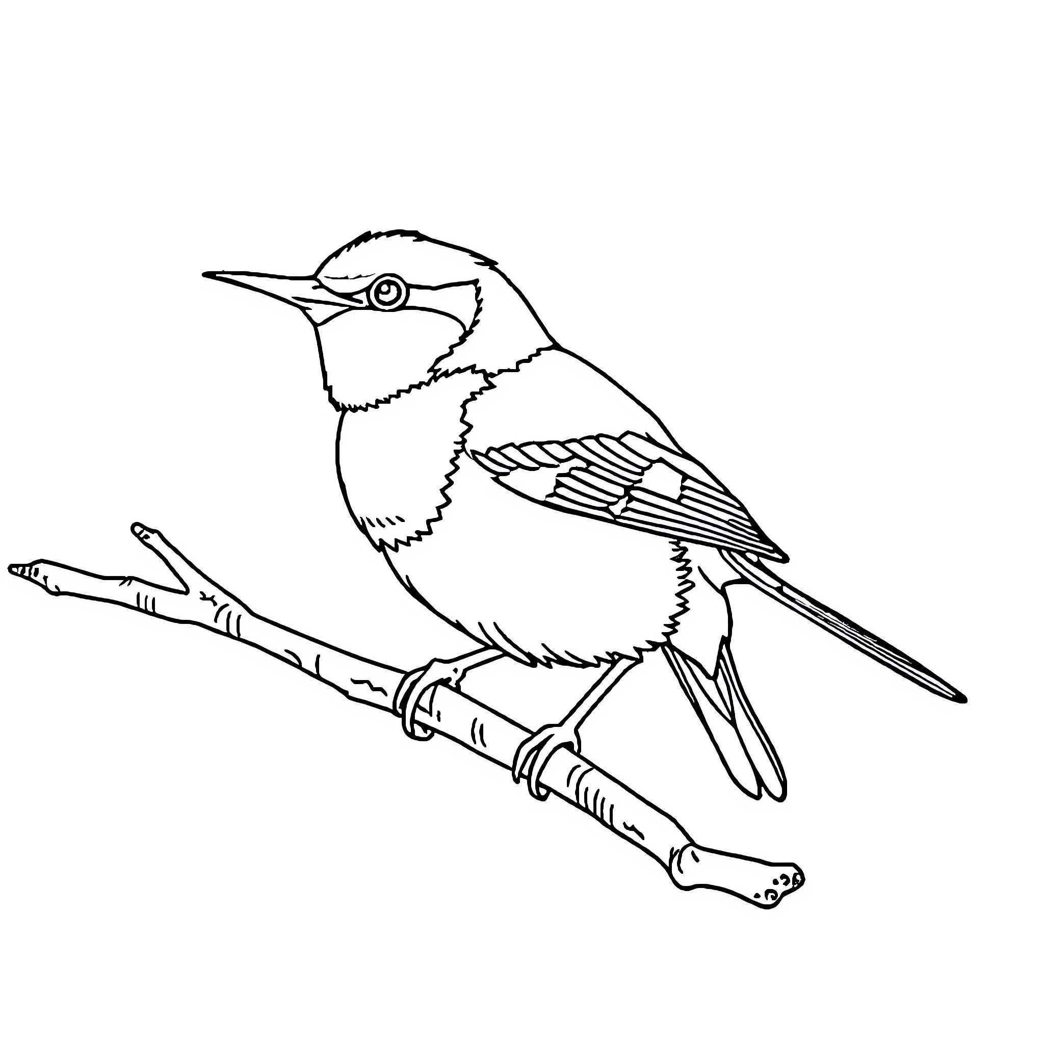 Agapornis perched on a branch Coloring Page (free black-and-white line drawing printable PDF for all, from beginners to advanced learners, including children, teens, adults, and seniors)