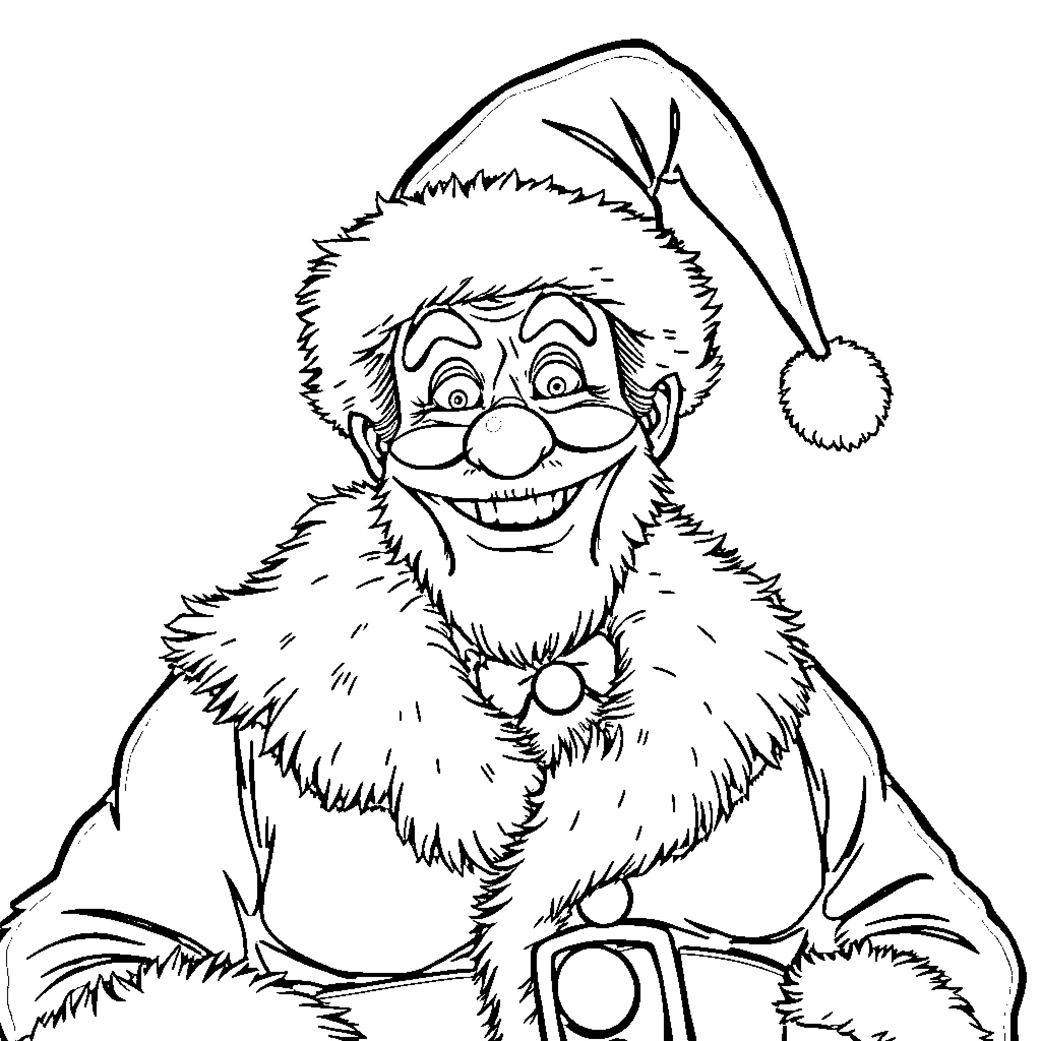 Jack Skellington's Festive Transformation Coloring Page (free black-and-white line drawing printable PDF for all, from beginners to advanced learners, including children, teens, adults, and seniors)