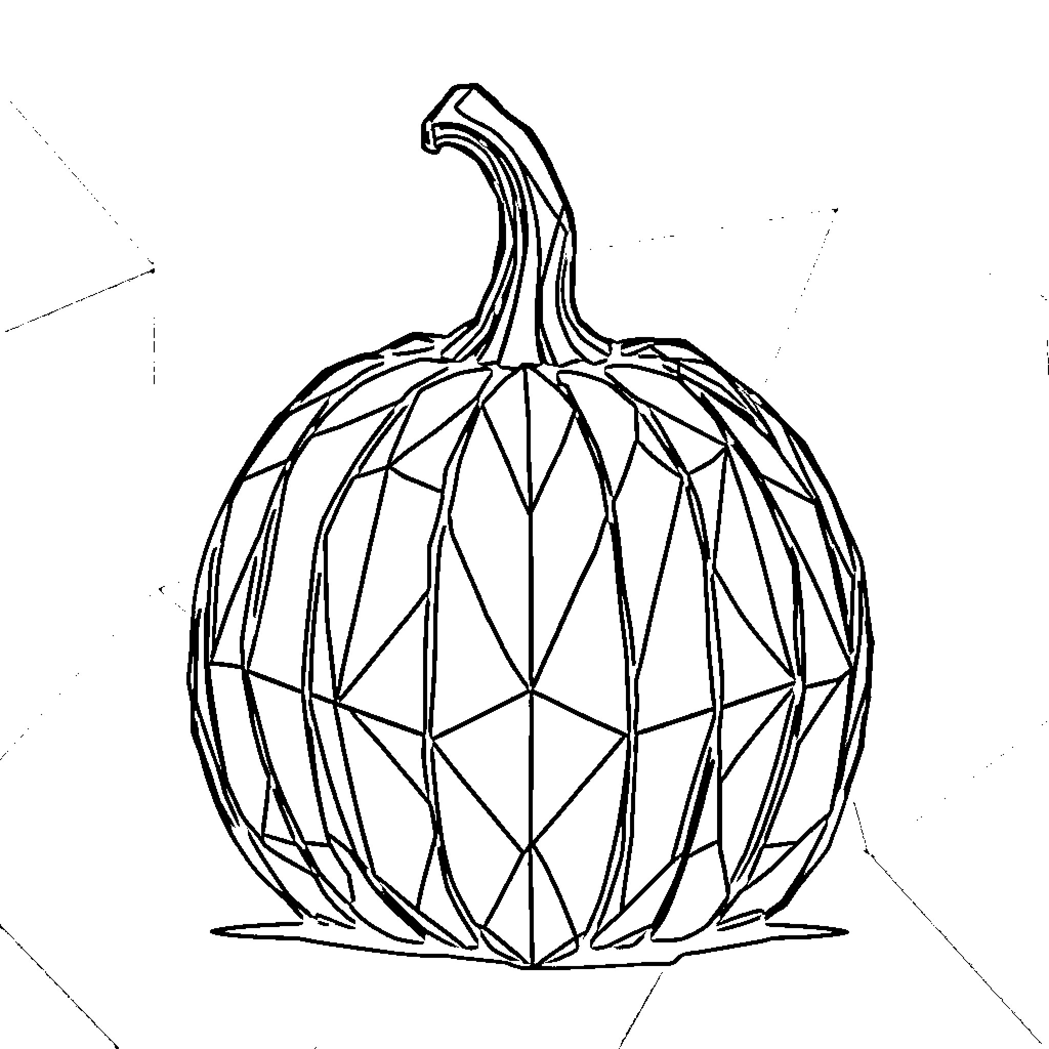 Pumpkin geometric design illustration Coloring Page (free black-and-white line drawing printable PDF for all, from beginners to advanced learners, including children, teens, adults, and seniors)