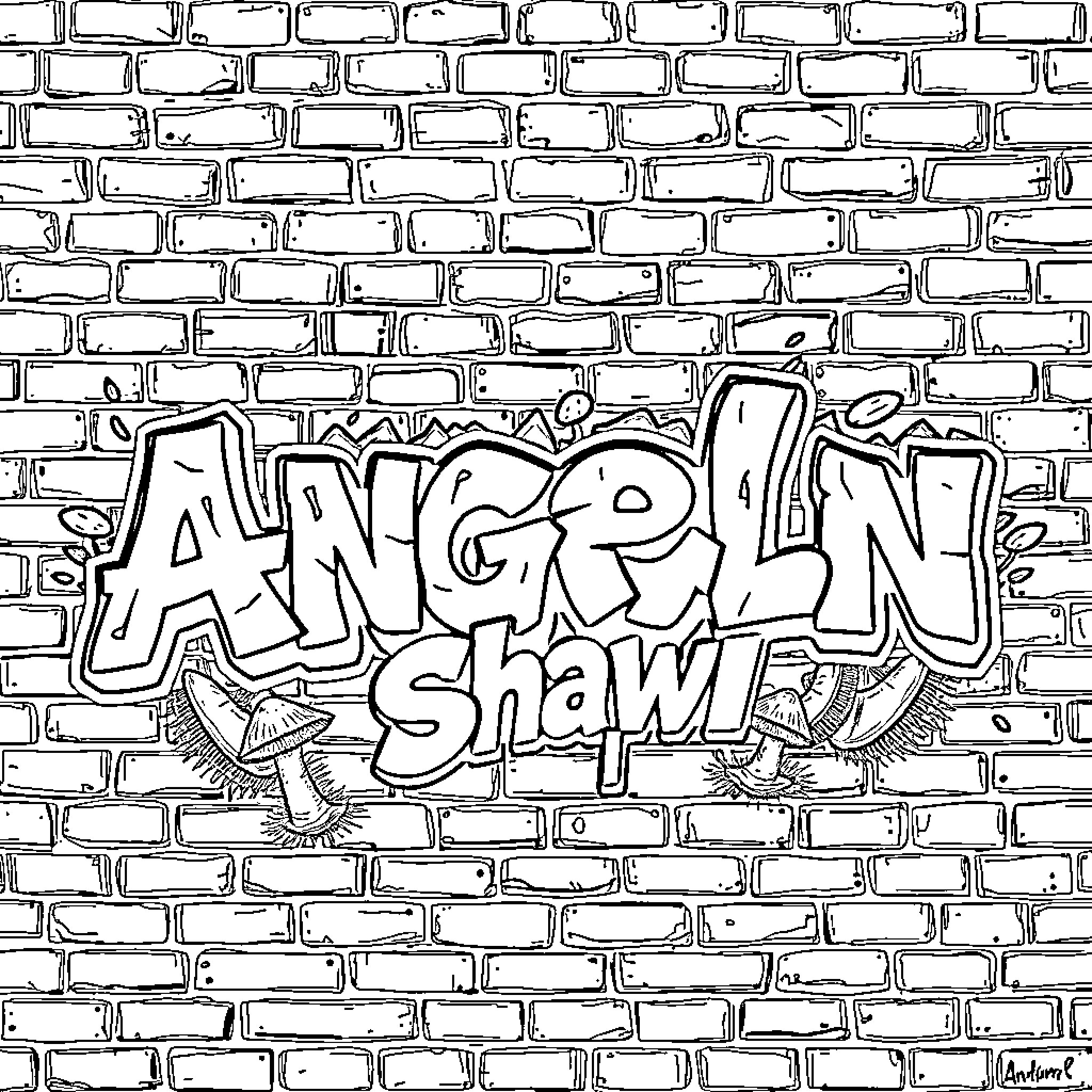 Graffiti of an angry street scene Coloring Page (free black-and-white line drawing printable PDF for all, from beginners to advanced learners, including children, teens, adults, and seniors)