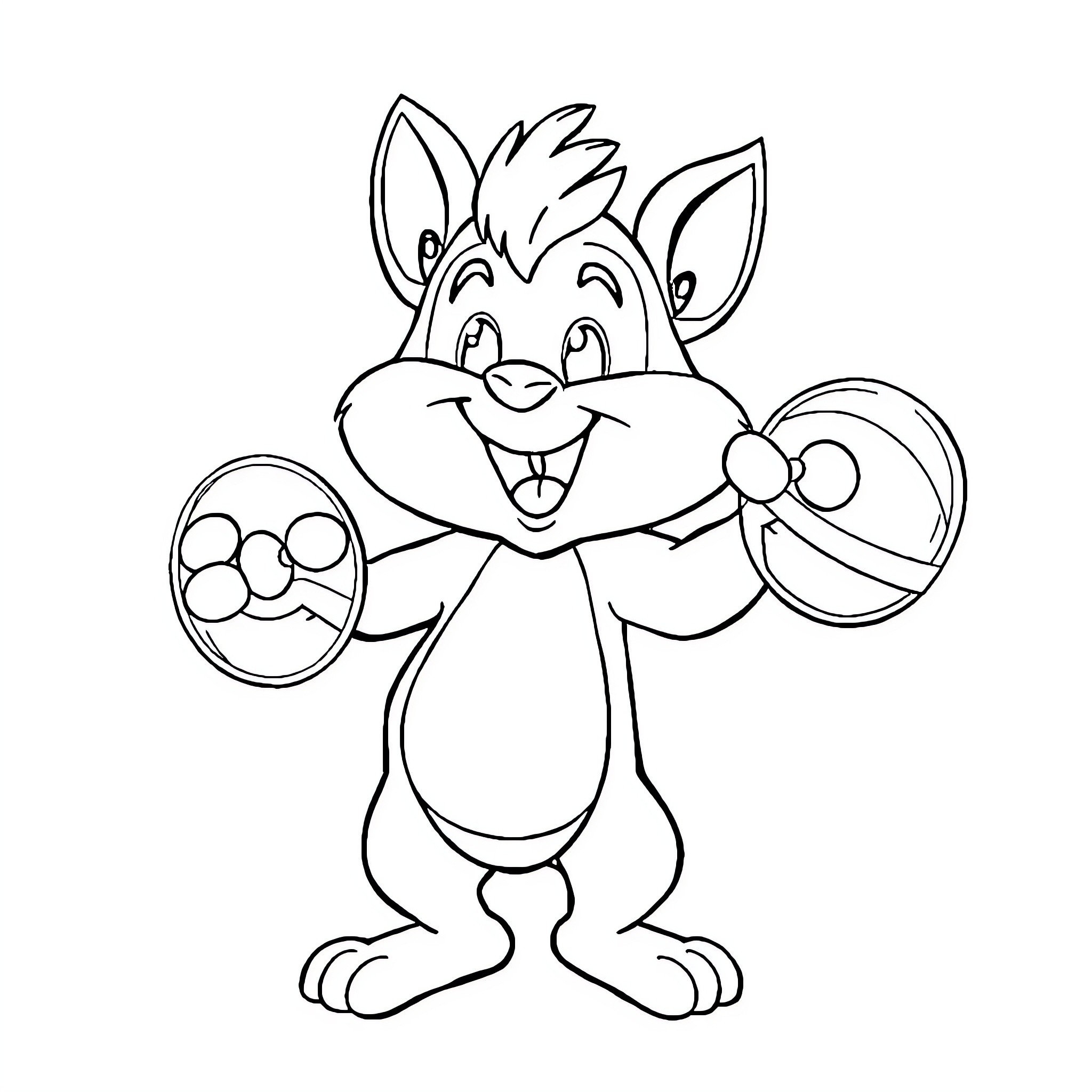 Sprunki playing happily with balls Coloring Page (free black-and-white line drawing printable PDF for all, from beginners to advanced learners, including children, teens, adults, and seniors)
