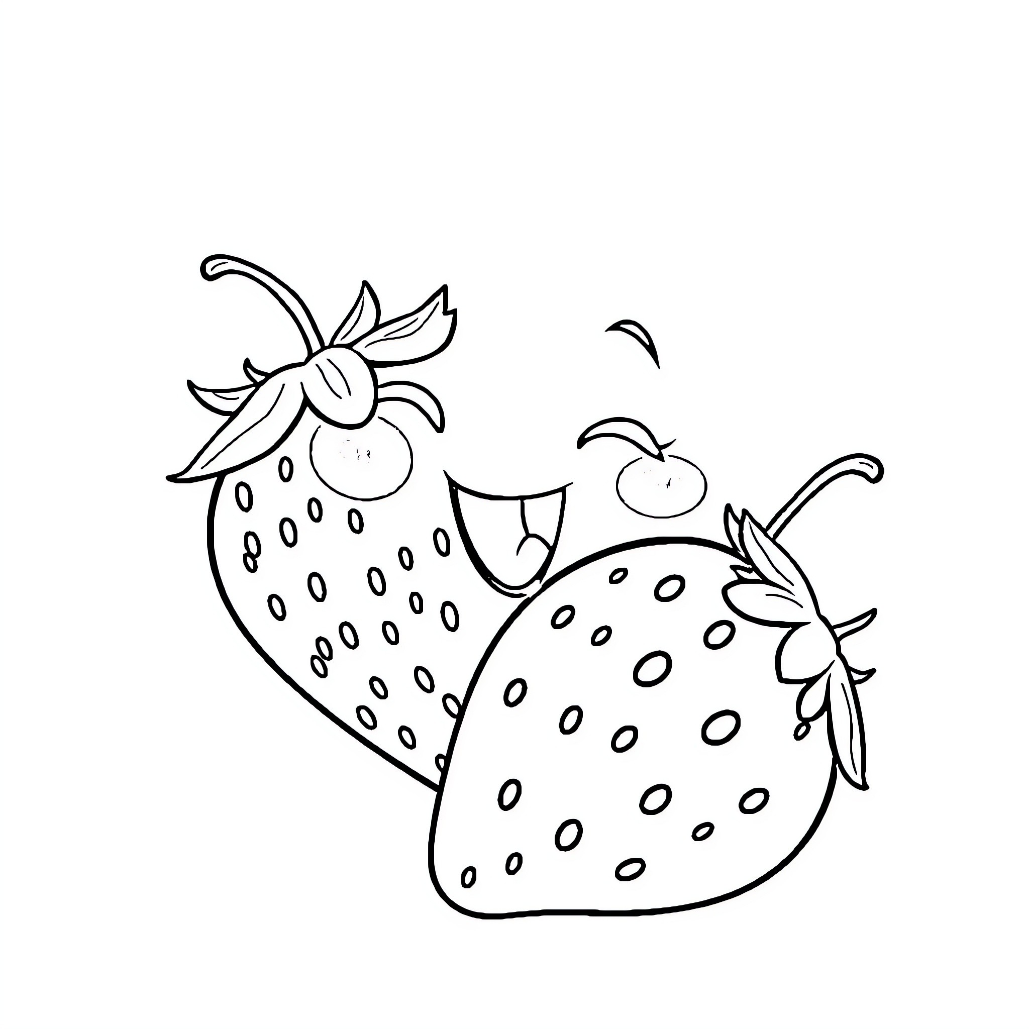Strawberry Outlined Drawing with Floral Accents Coloring Page (free black-and-white line drawing printable PDF for all, from beginners to advanced learners, including children, teens, adults, and seniors)