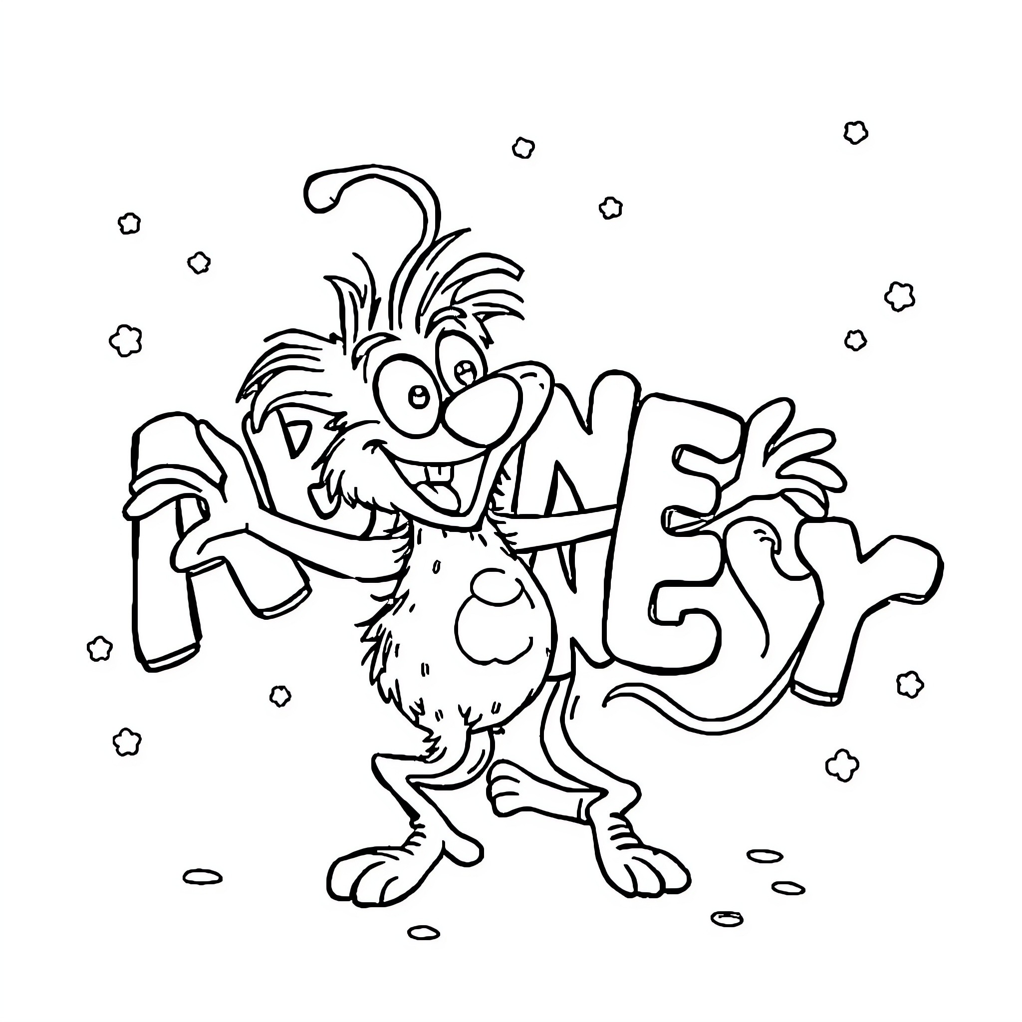 Sprunky's Funny and Energetic Dance Coloring Page (free black-and-white line drawing printable PDF for all, from beginners to advanced learners, including children, teens, adults, and seniors)