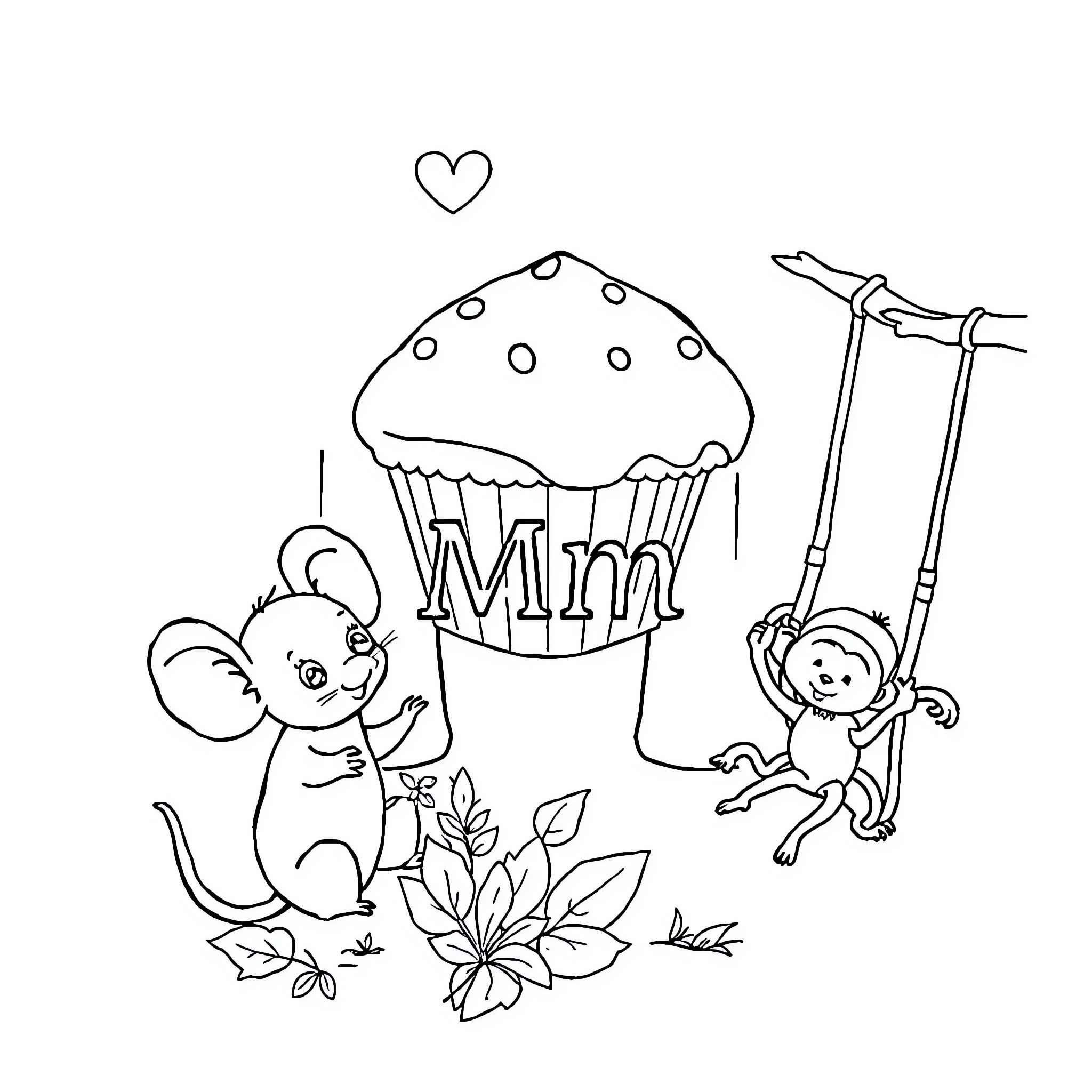 Letter to a Friend with Cute Animals Coloring Page (free black-and-white line drawing printable PDF for all, from beginners to advanced learners, including children, teens, adults, and seniors)