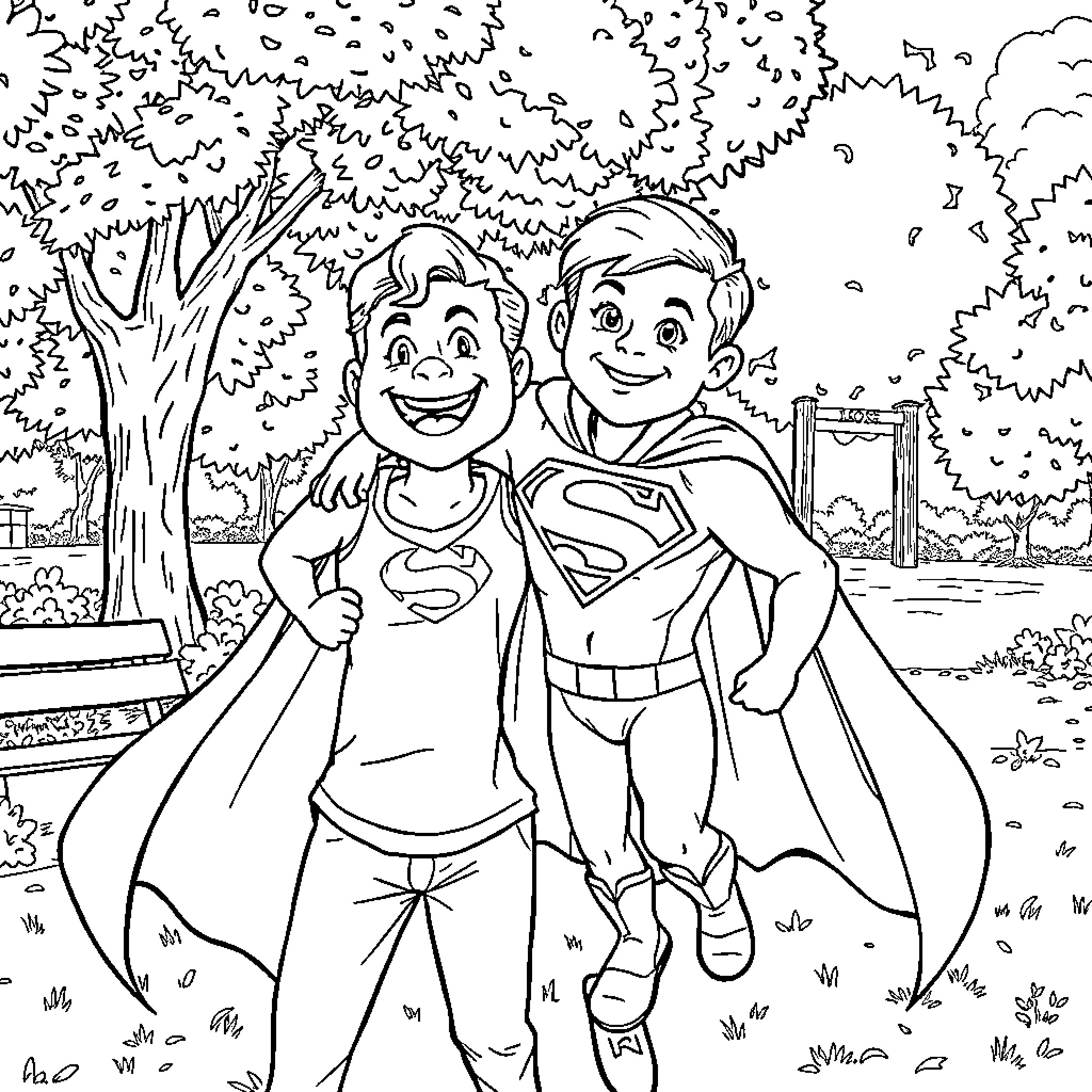 Barman superheroes in action-packed adventure Coloring Page (free black-and-white line drawing printable PDF for all, from beginners to advanced learners, including children, teens, adults, and seniors)