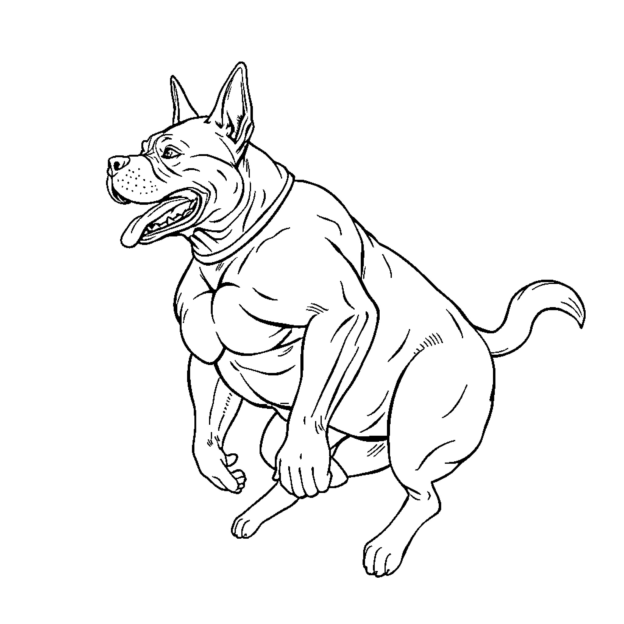 Dog playing playfully in the park Coloring Page (free black-and-white line drawing printable PDF for all, from beginners to advanced learners, including children, teens, adults, and seniors)