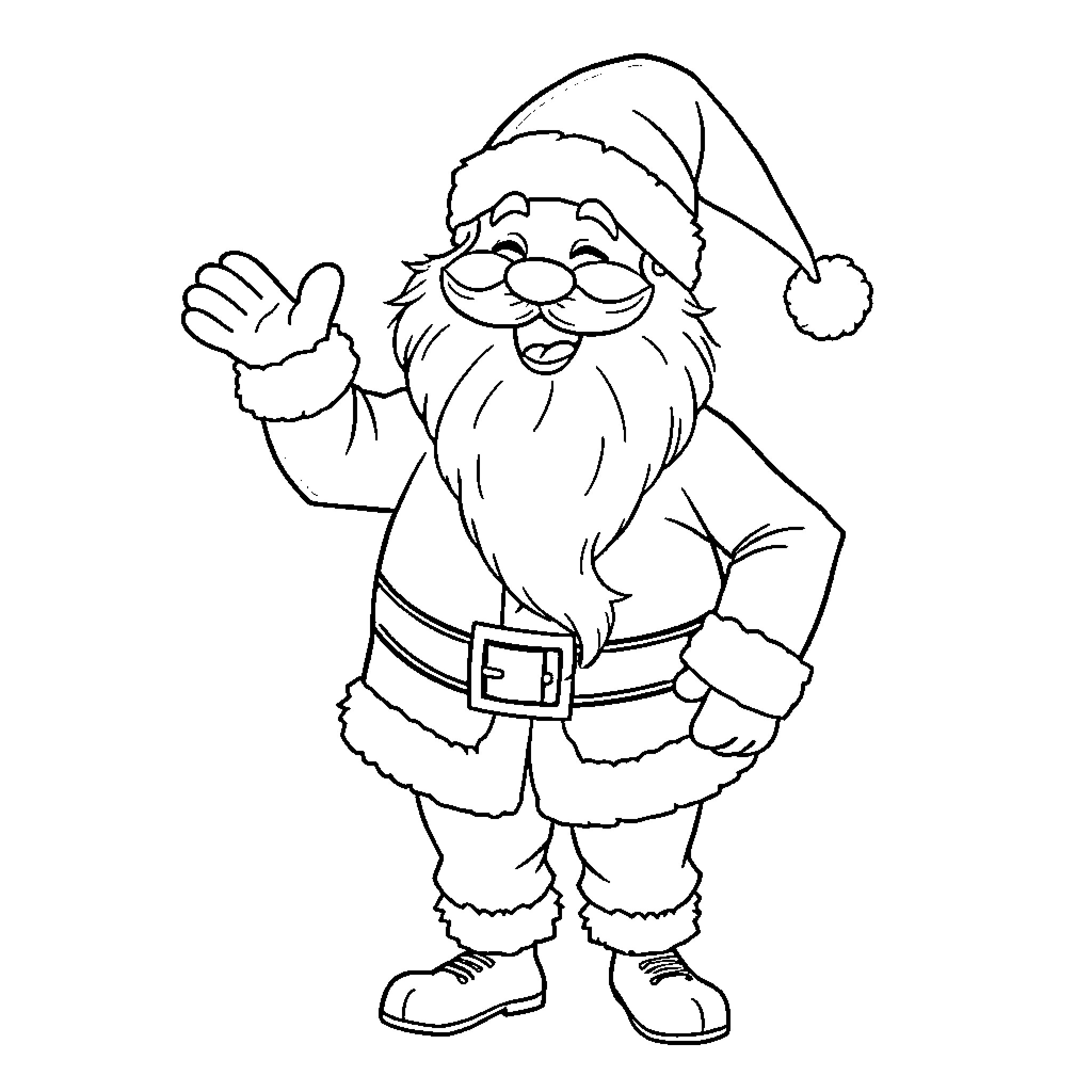 Wembanyama's Jolly Santa Claus Pose Coloring Page (free black-and-white line drawing printable PDF for all, from beginners to advanced learners, including children, teens, adults, and seniors)