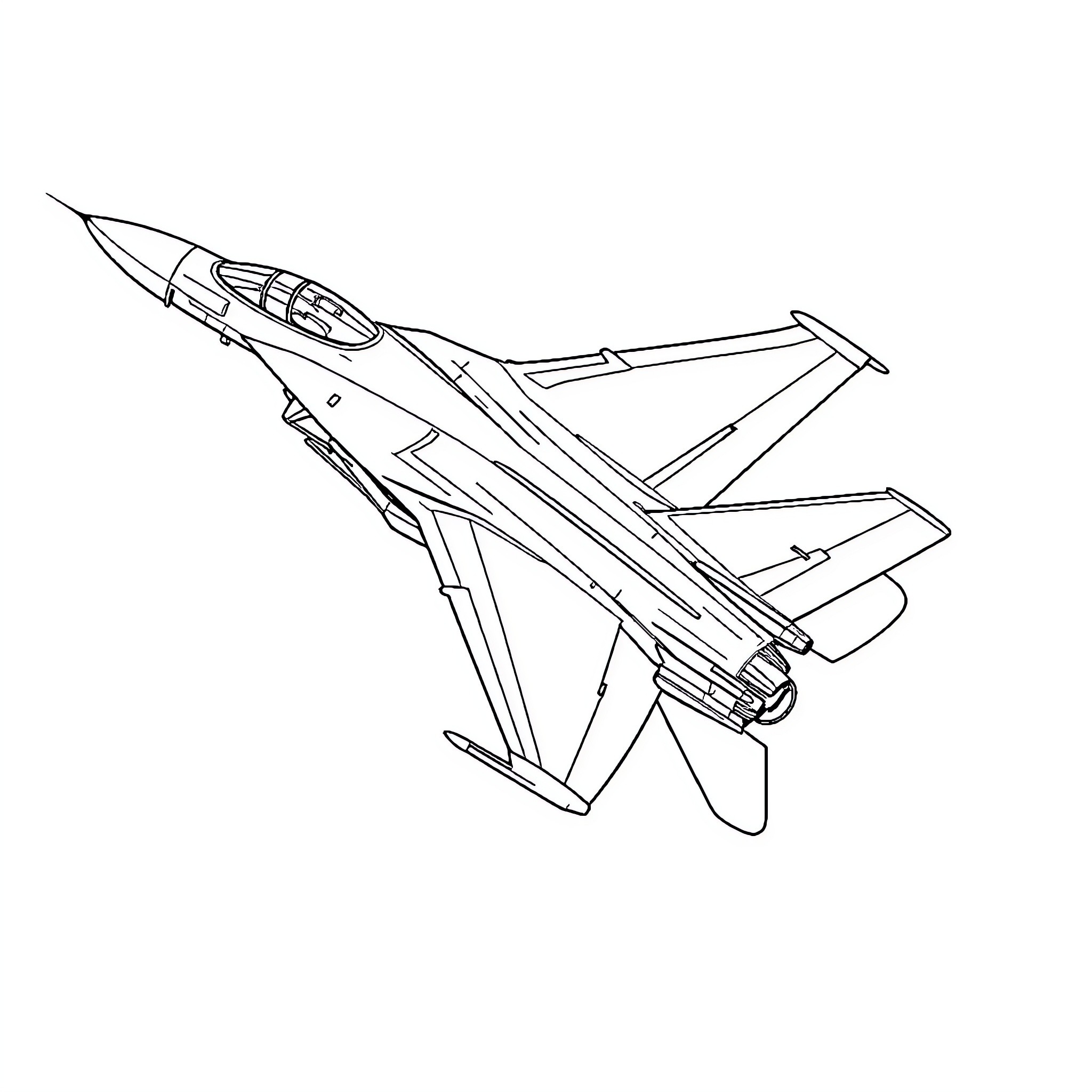 Su 30 military fighter jet in flight Coloring Page (free black-and-white line drawing printable PDF for all, from beginners to advanced learners, including children, teens, adults, and seniors)