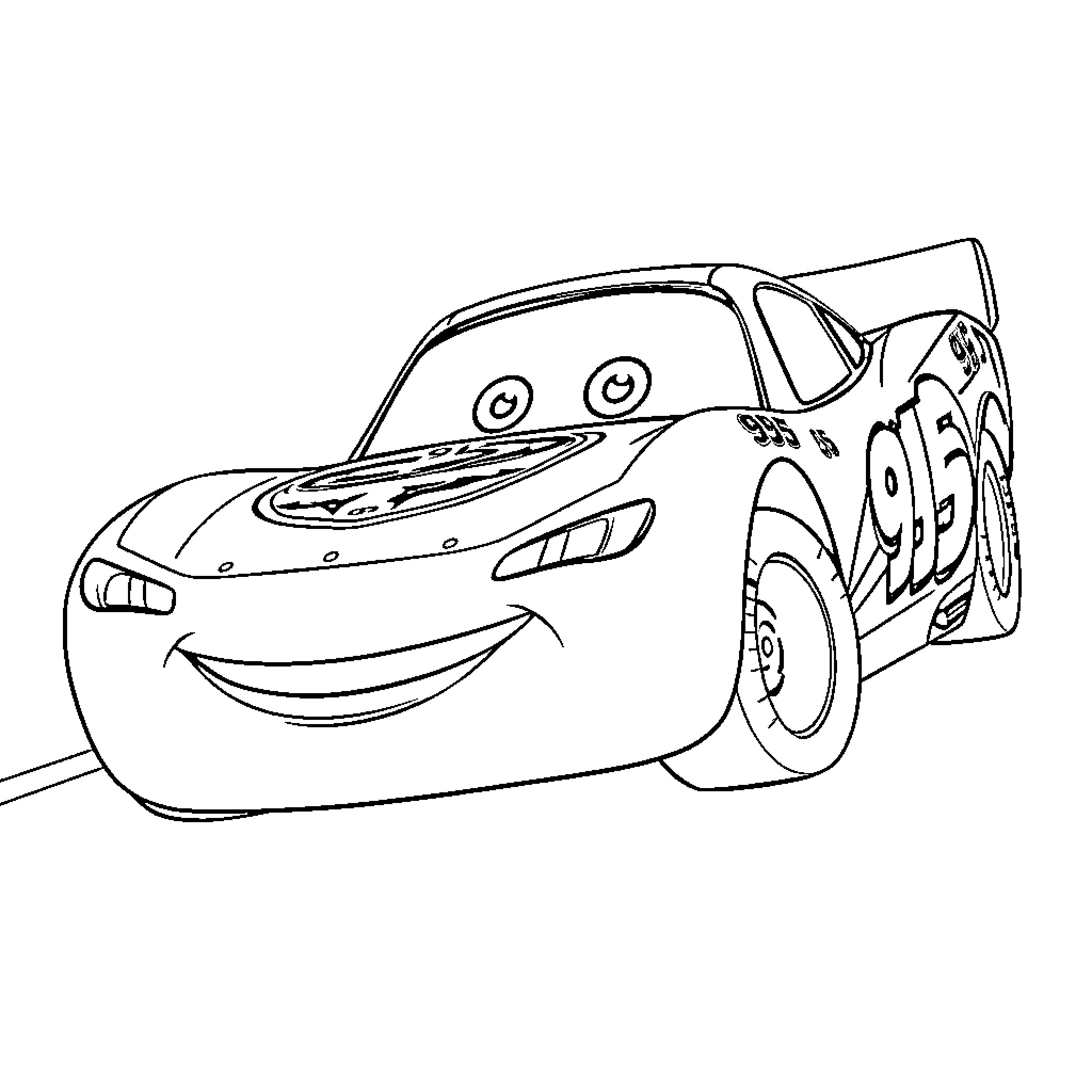 Lightning McQueen's Exciting Adventure Coloring Page (free black-and-white line drawing printable PDF for all, from beginners to advanced learners, including children, teens, adults, and seniors)