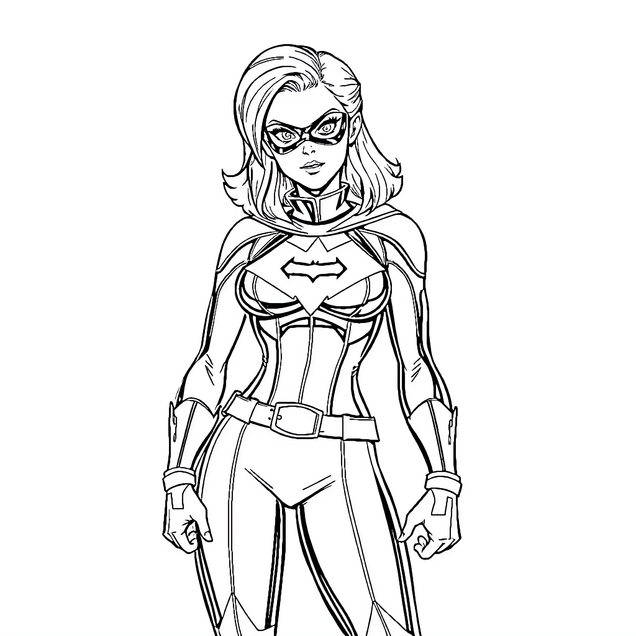 Gwen Tennyson, a superhero in action-ready attire Coloring Page (free black-and-white line drawing printable PDF for all, from beginners to advanced learners, including children, teens, adults, and seniors)