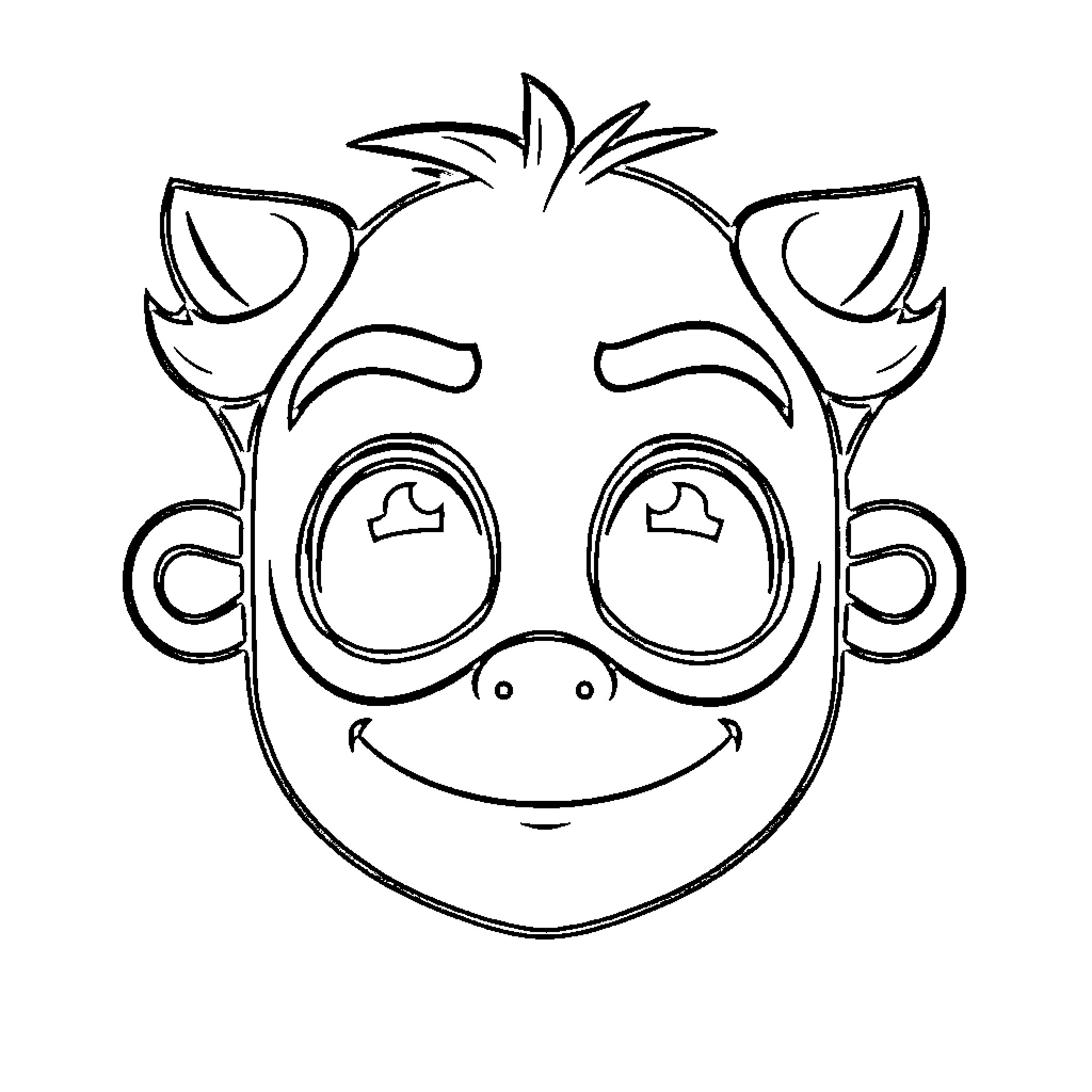 Shy Guy's Playful Expression Coloring Page (free black-and-white line drawing printable PDF for all, from beginners to advanced learners, including children, teens, adults, and seniors)