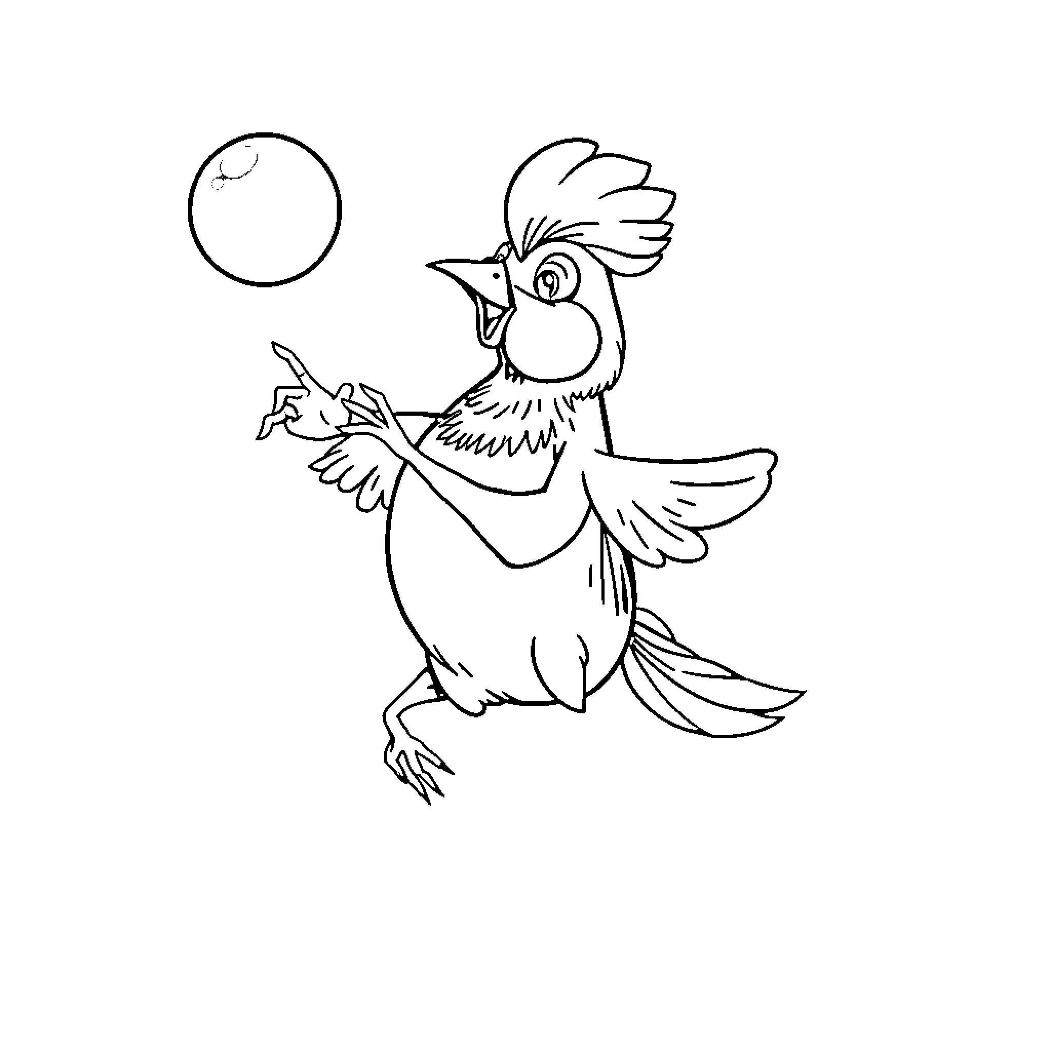 Tun Tun the Playful Bird Coloring Page (free black-and-white line drawing printable PDF for all, from beginners to advanced learners, including children, teens, adults, and seniors)