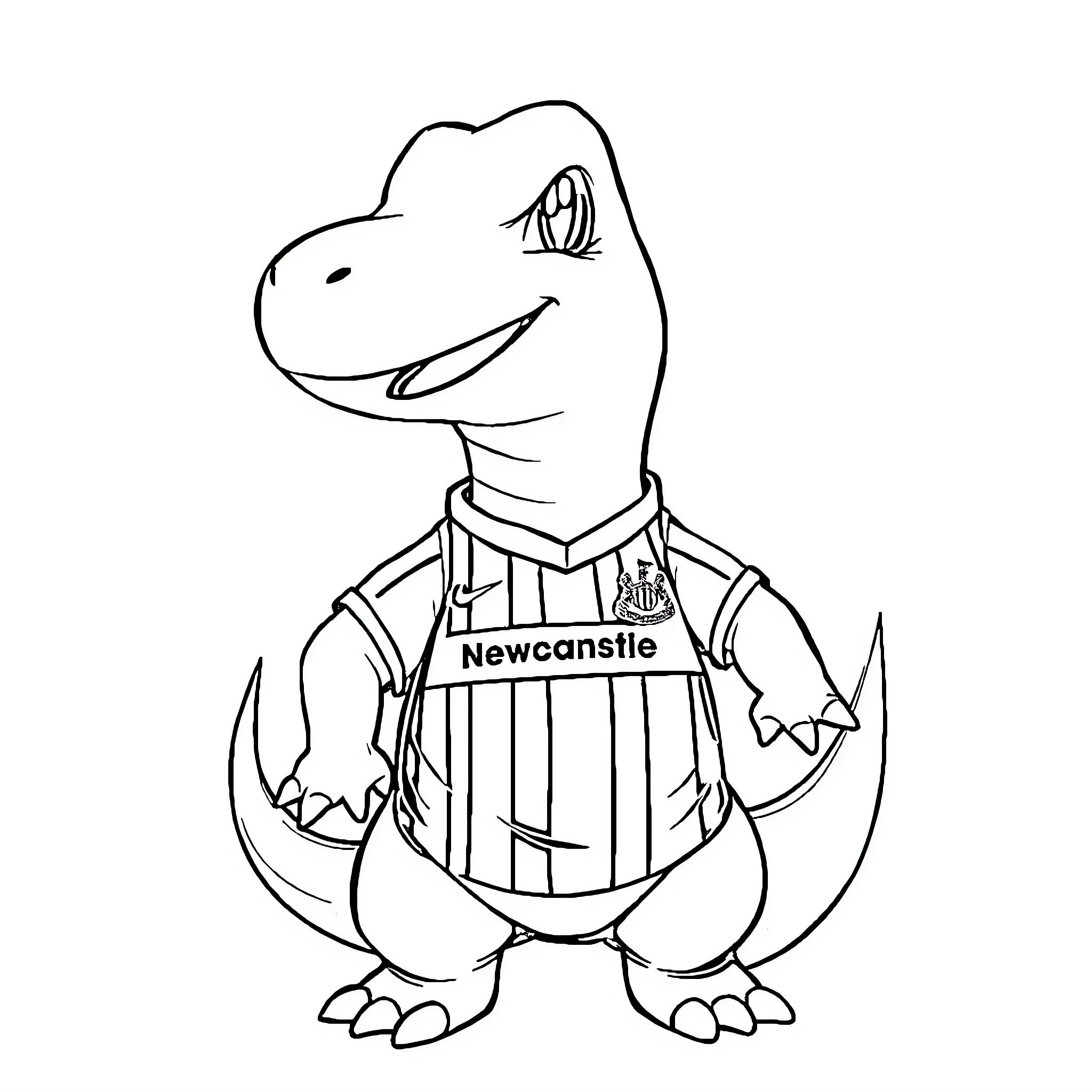 Charmander wearing a Newcastle soccer jersey Coloring Page (free black-and-white line drawing printable PDF for all, from beginners to advanced learners, including children, teens, adults, and seniors)