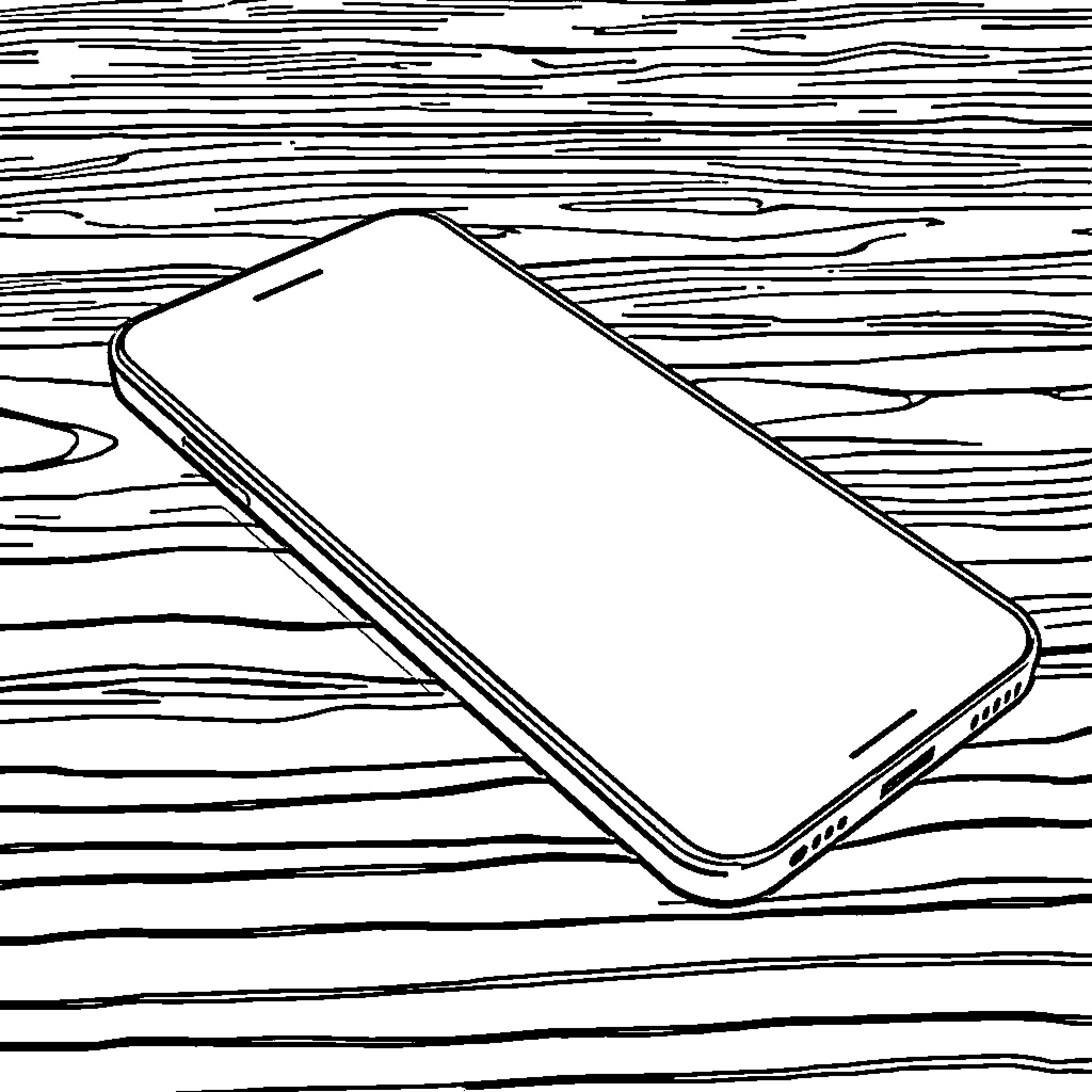 iPhone on wooden surface Coloring Page (free black-and-white line drawing printable PDF for all, from beginners to advanced learners, including children, teens, adults, and seniors)