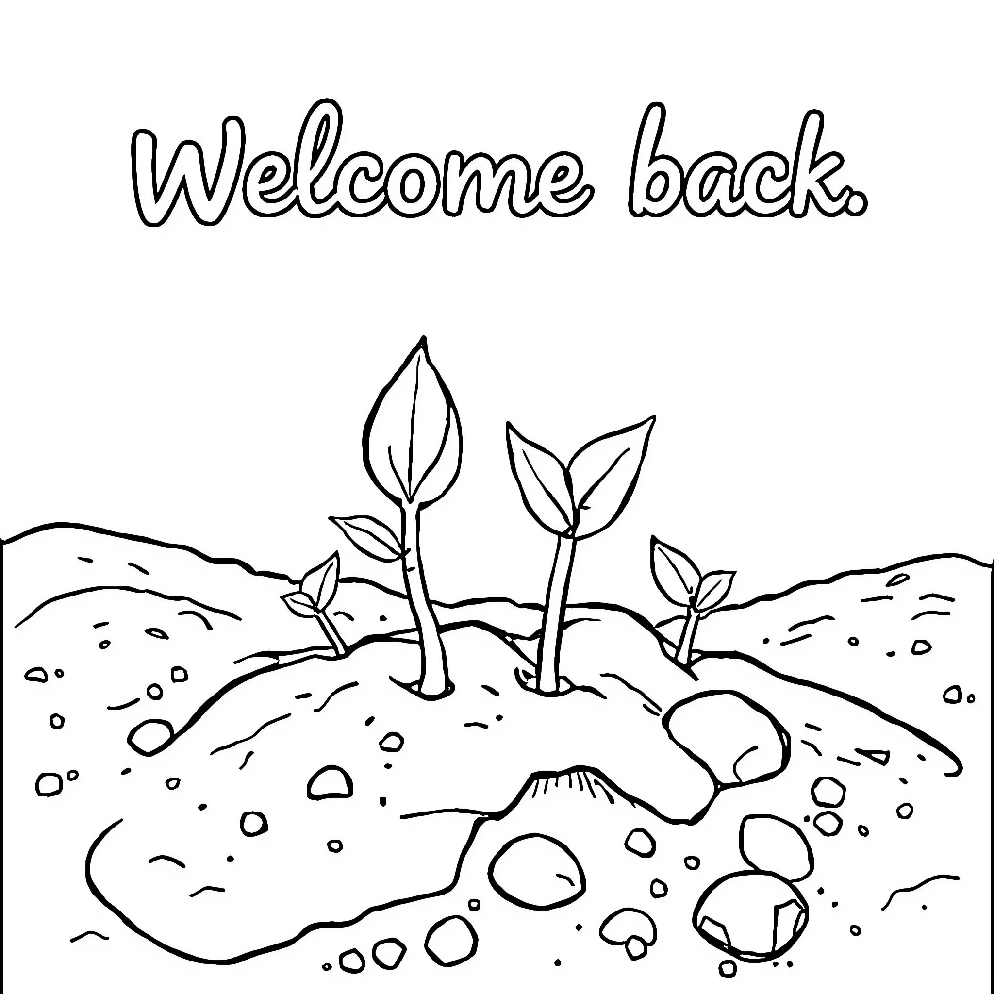 Sprout new beginnings in the soil Coloring Page (free black-and-white line drawing printable PDF for all, from beginners to advanced learners, including children, teens, adults, and seniors)