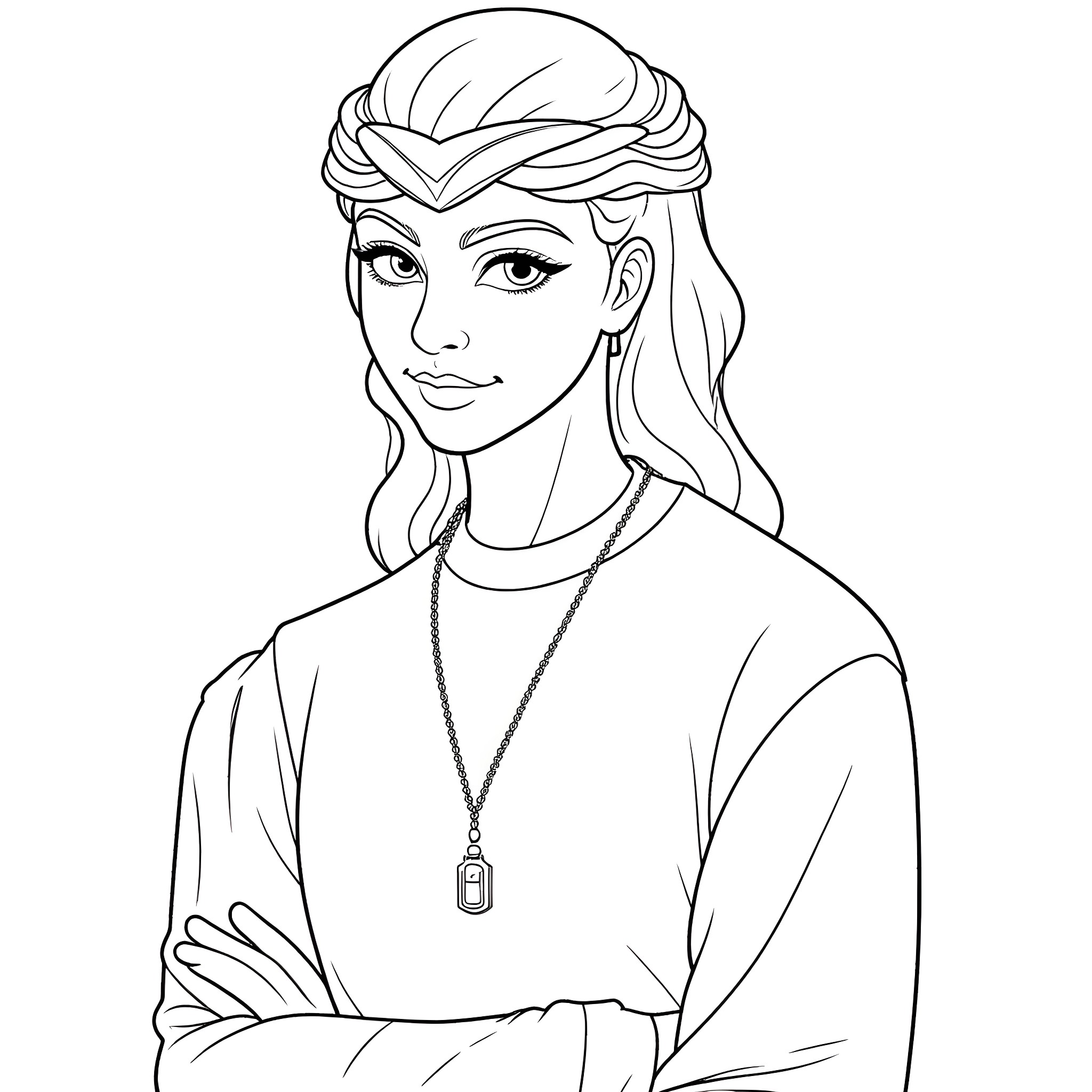 Suson's Elegant Expression Coloring Page (free black-and-white line drawing printable PDF for all, from beginners to advanced learners, including children, teens, adults, and seniors)