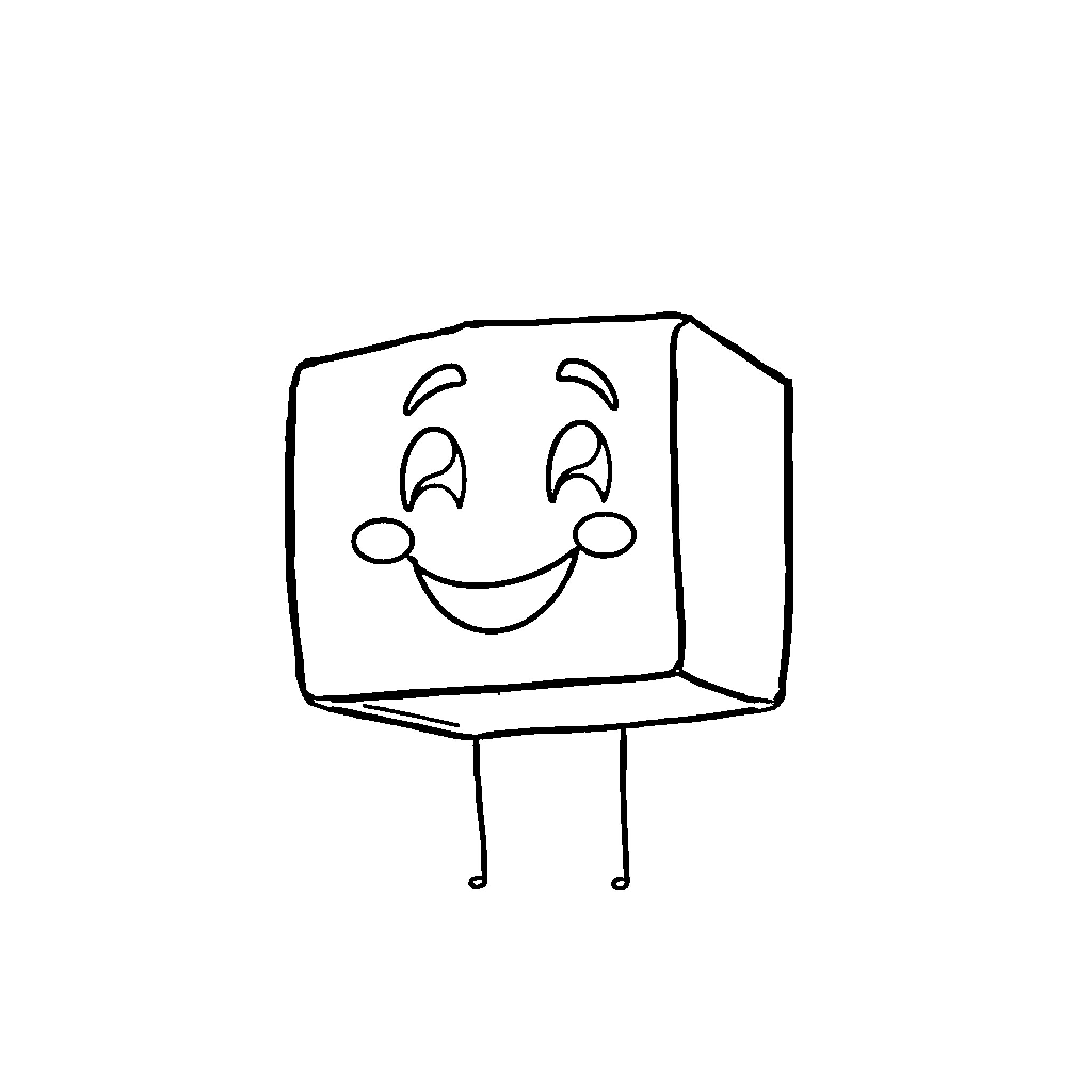 Cubic Body expressing happiness Coloring Page (free black-and-white line drawing printable PDF for all, from beginners to advanced learners, including children, teens, adults, and seniors)