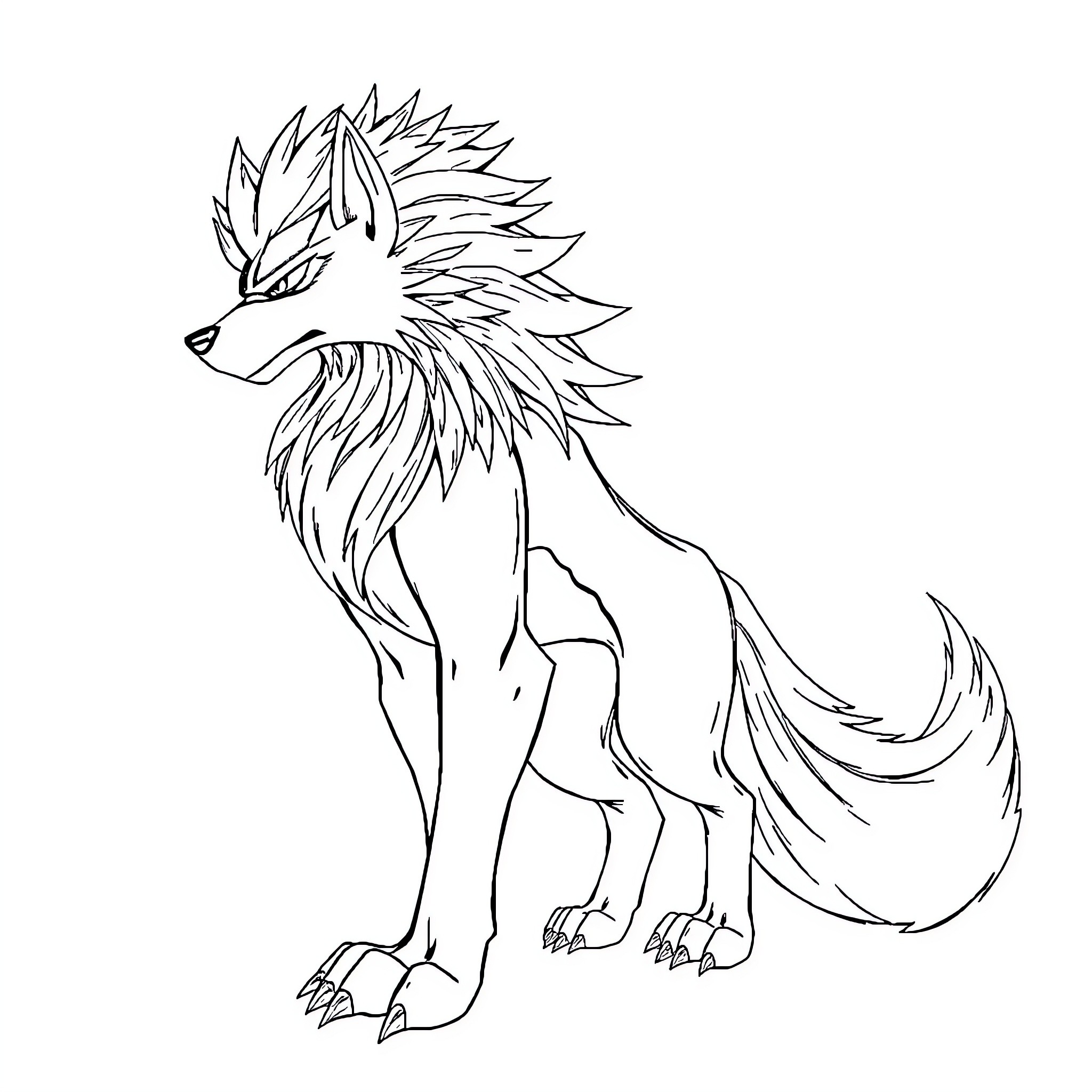 Red XIII Fierce Canine Warrior Coloring Page (free black-and-white line drawing printable PDF for all, from beginners to advanced learners, including children, teens, adults, and seniors)