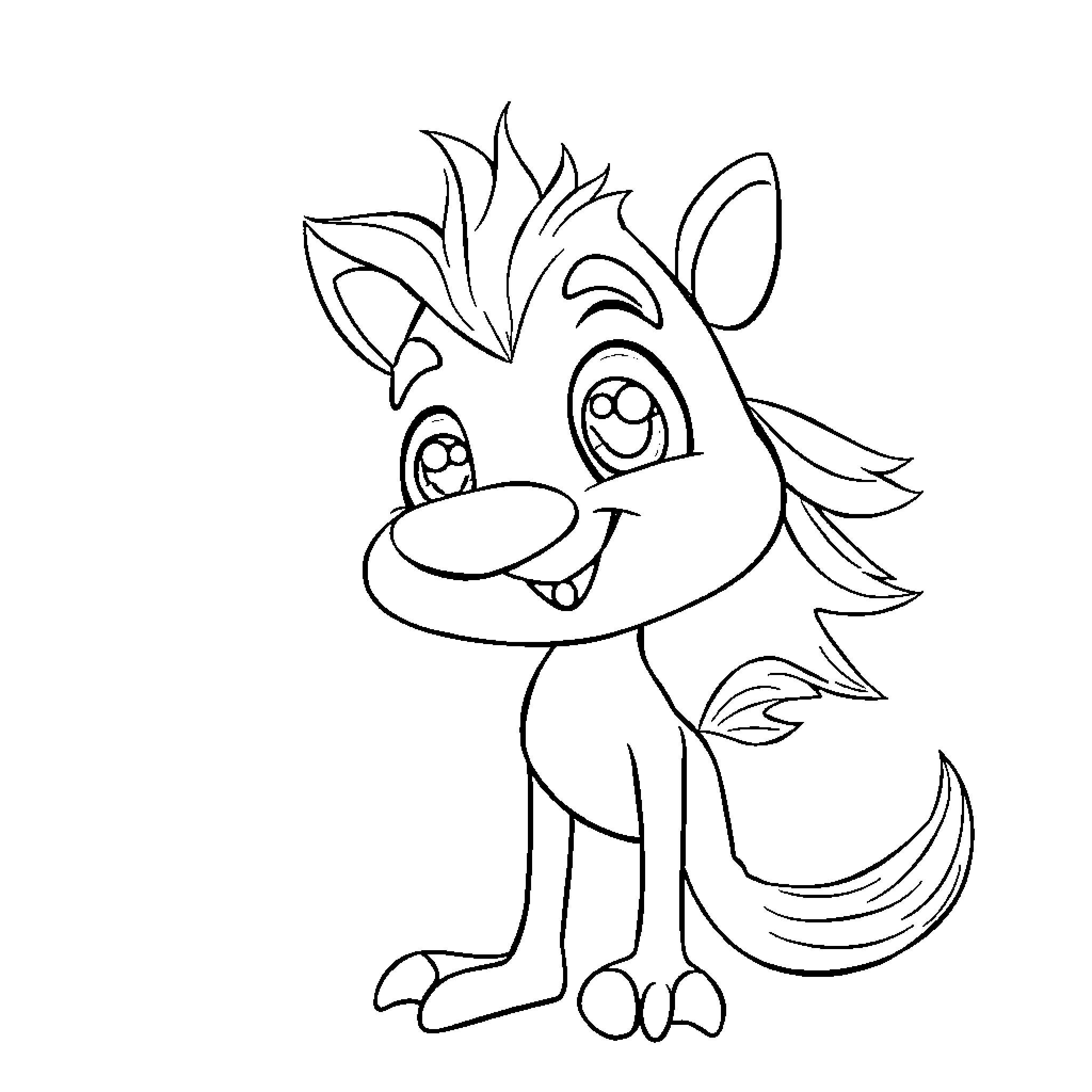 Stitching a cute cartoon animal Coloring Page (free black-and-white line drawing printable PDF for all, from beginners to advanced learners, including children, teens, adults, and seniors)