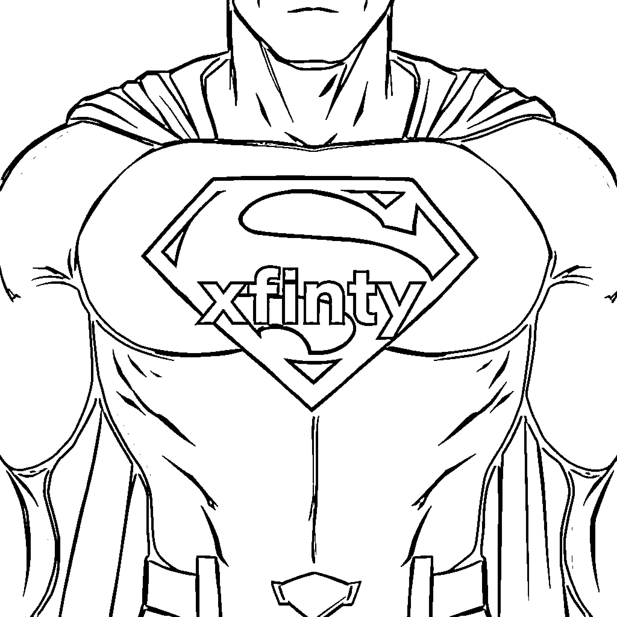 Xfinity superhero in action Coloring Page (free black-and-white line drawing printable PDF for all, from beginners to advanced learners, including children, teens, adults, and seniors)
