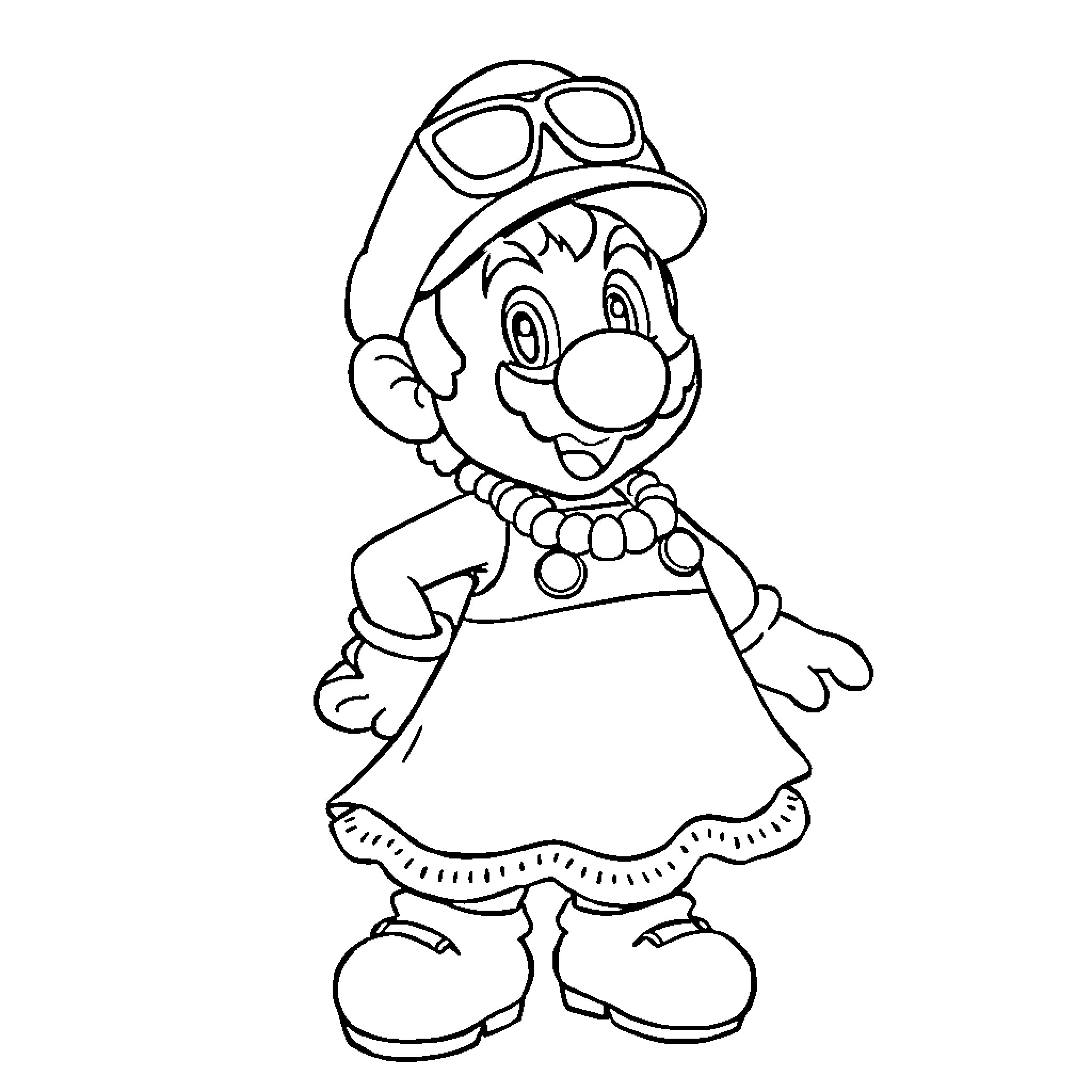 Super Mario Jumping with Excitement Coloring Page (free black-and-white line drawing printable PDF for all, from beginners to advanced learners, including children, teens, adults, and seniors)