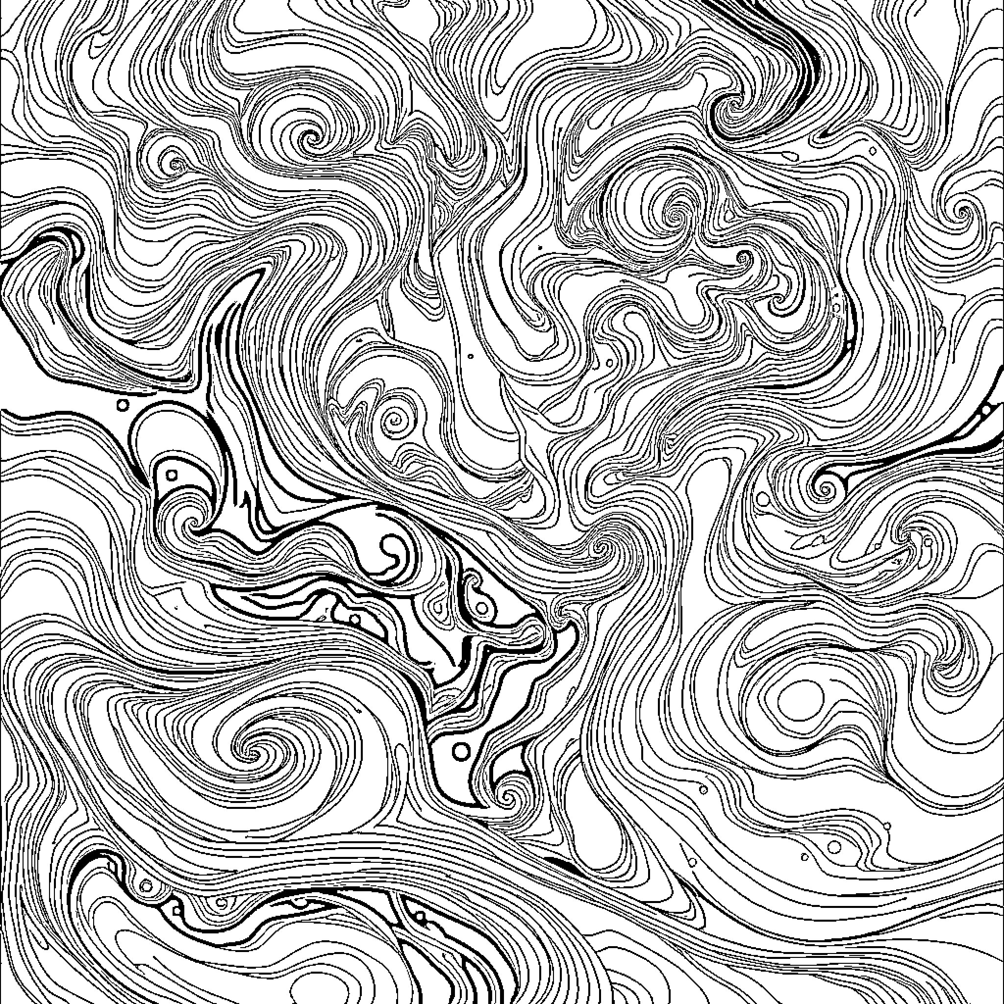 Lord of the Rings: Mystical Landscape of Swirling Patterns Coloring Page (free black-and-white line drawing printable PDF for all, from beginners to advanced learners, including children, teens, adults, and seniors)
