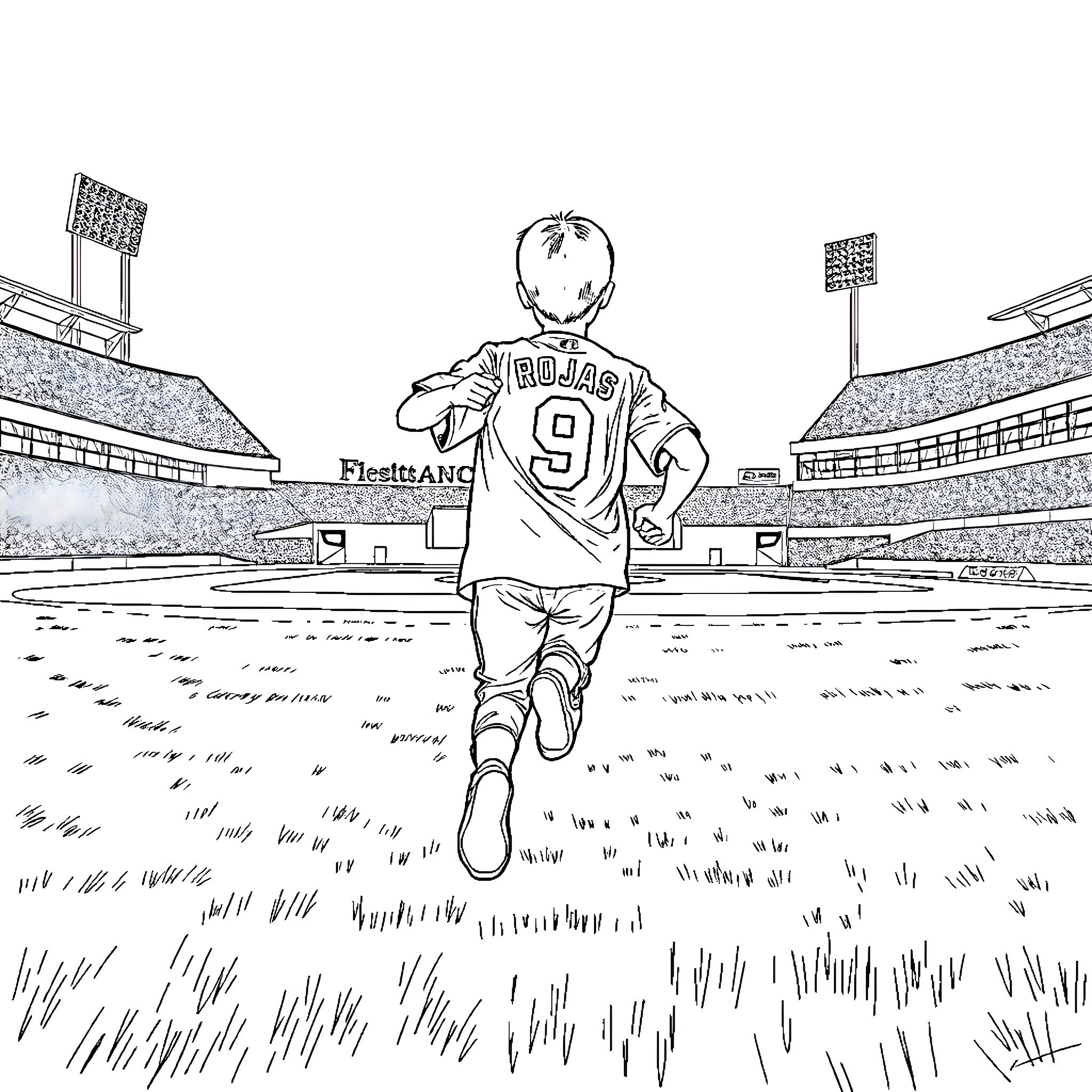 Teen athlete running on sports field Coloring Page (free black-and-white line drawing printable PDF for all, from beginners to advanced learners, including children, teens, adults, and seniors)