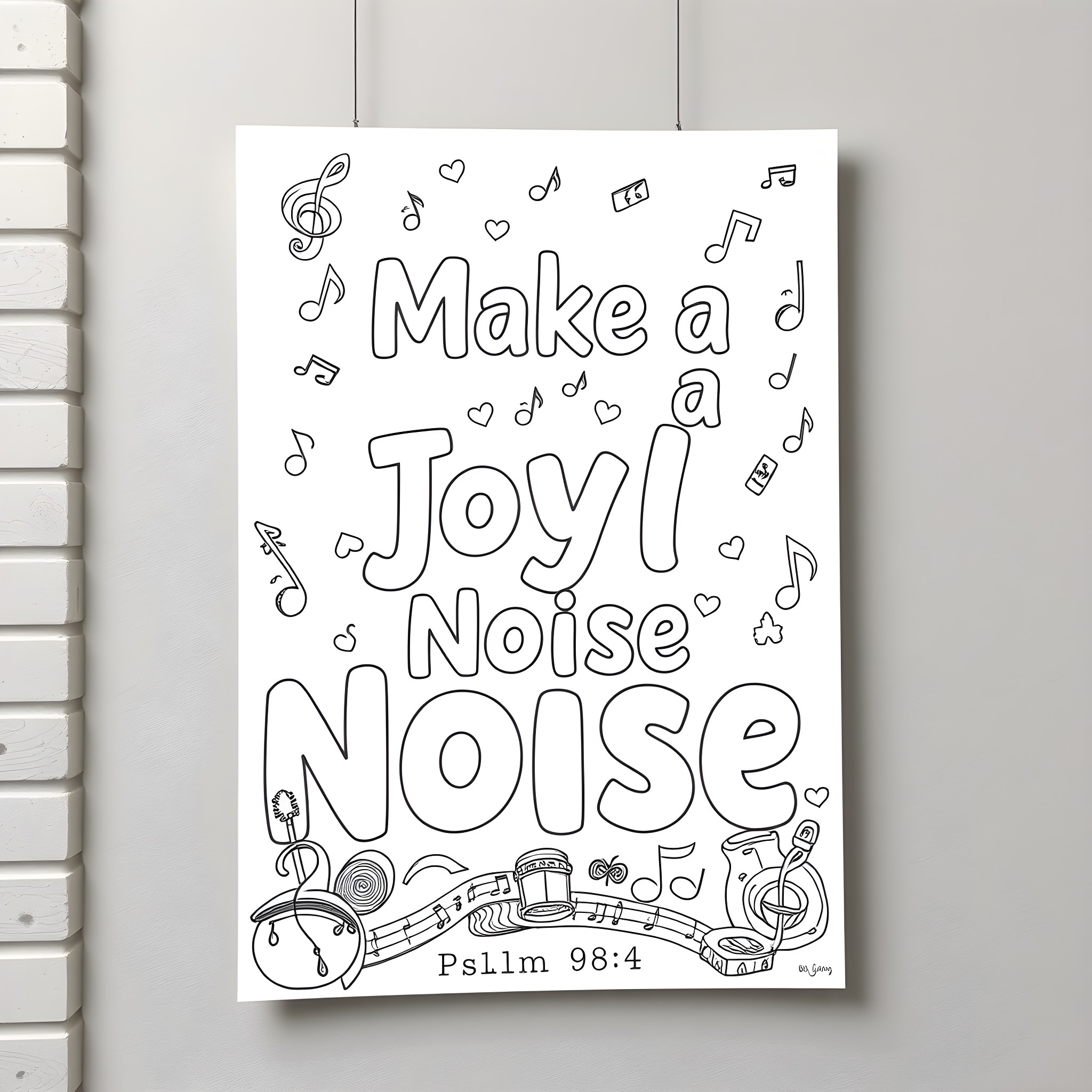 Zion's Joyful Musical Expression Coloring Page (free black-and-white line drawing printable PDF for all, from beginners to advanced learners, including children, teens, adults, and seniors)