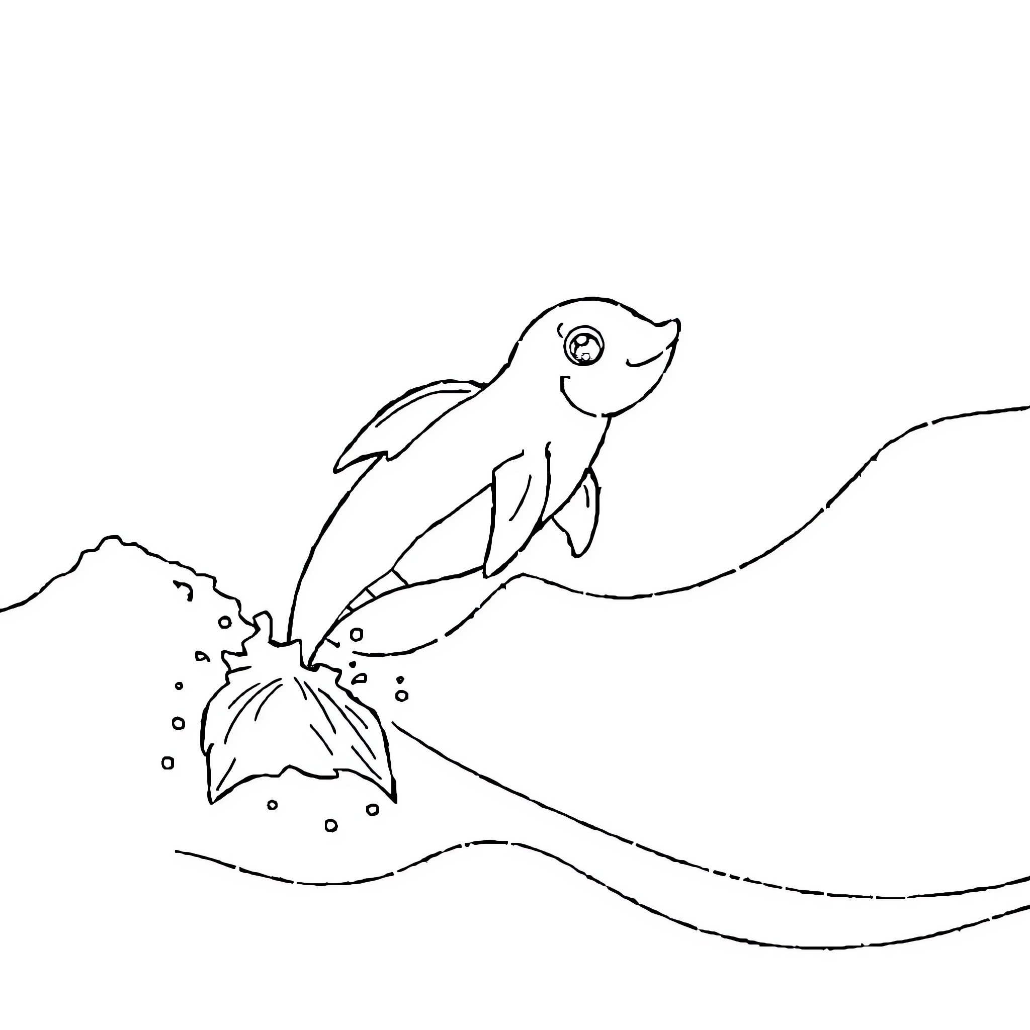 Evoli Jumping in the Water Coloring Page (free black-and-white line drawing printable PDF for all, from beginners to advanced learners, including children, teens, adults, and seniors)