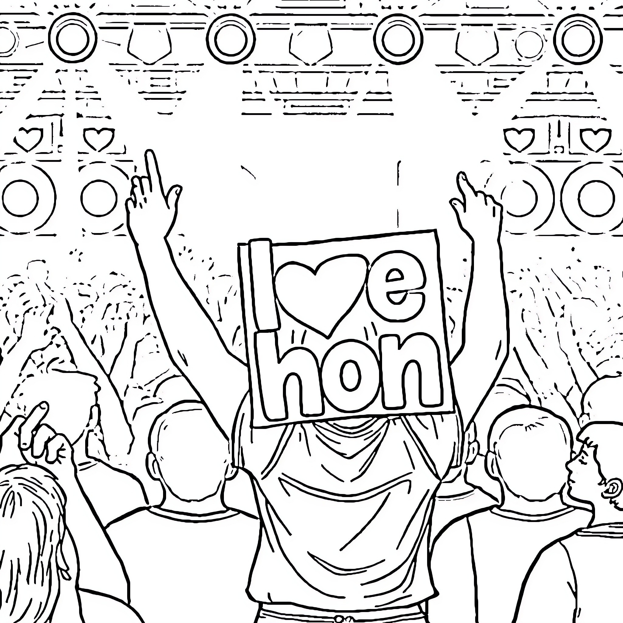 Teenage Girl Participating in Music Concert Coloring Page (free black-and-white line drawing printable PDF for all, from beginners to advanced learners, including children, teens, adults, and seniors)