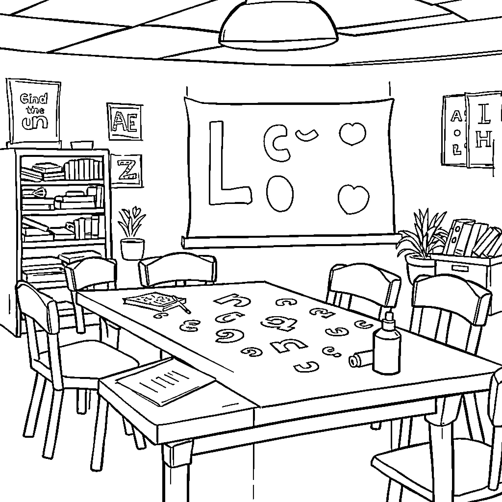 Letter to the Classroom Coloring Page (free black-and-white line drawing printable PDF for all, from beginners to advanced learners, including children, teens, adults, and seniors)