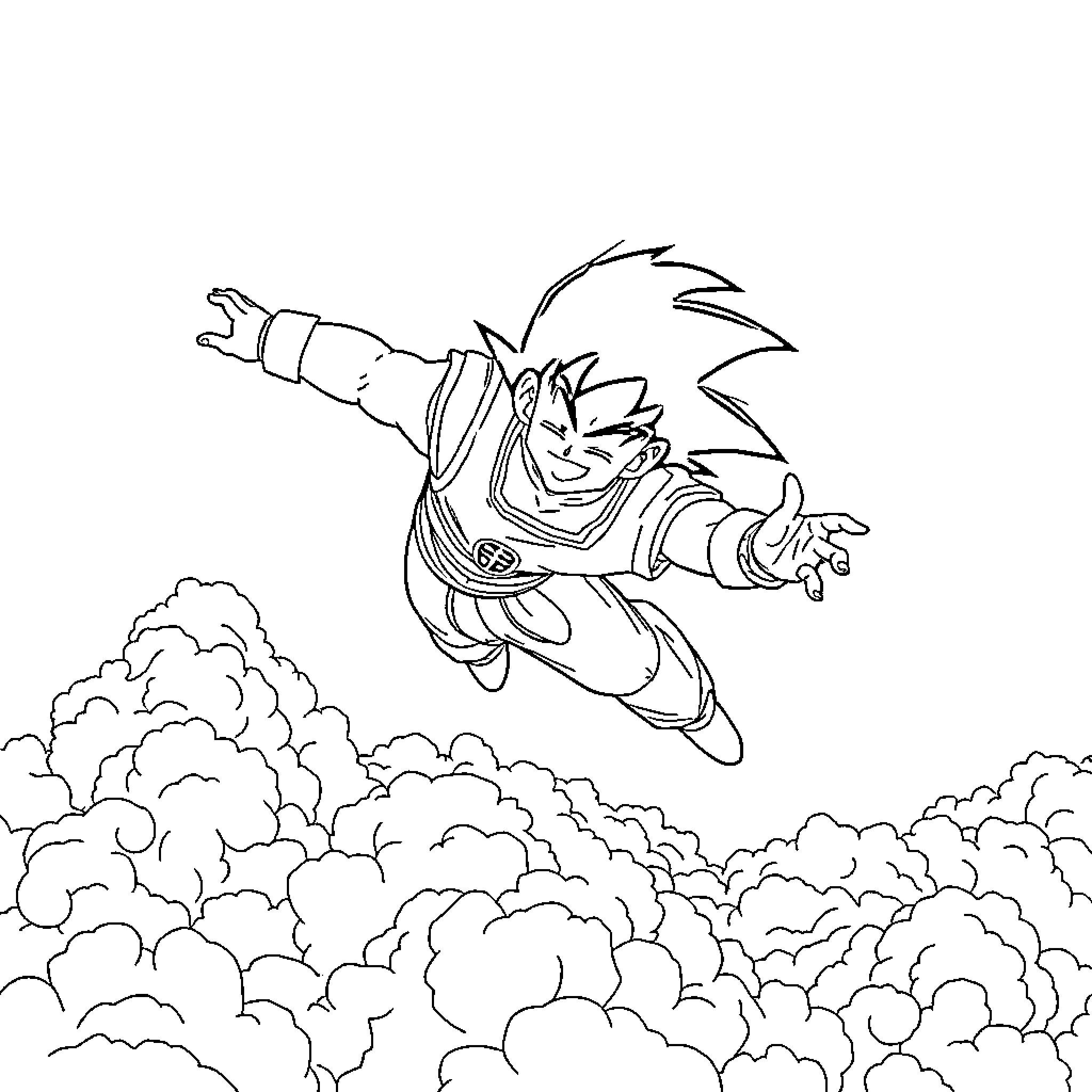 Dragon character soaring through the sky Coloring Page (free black-and-white line drawing printable PDF for all, from beginners to advanced learners, including children, teens, adults, and seniors)
