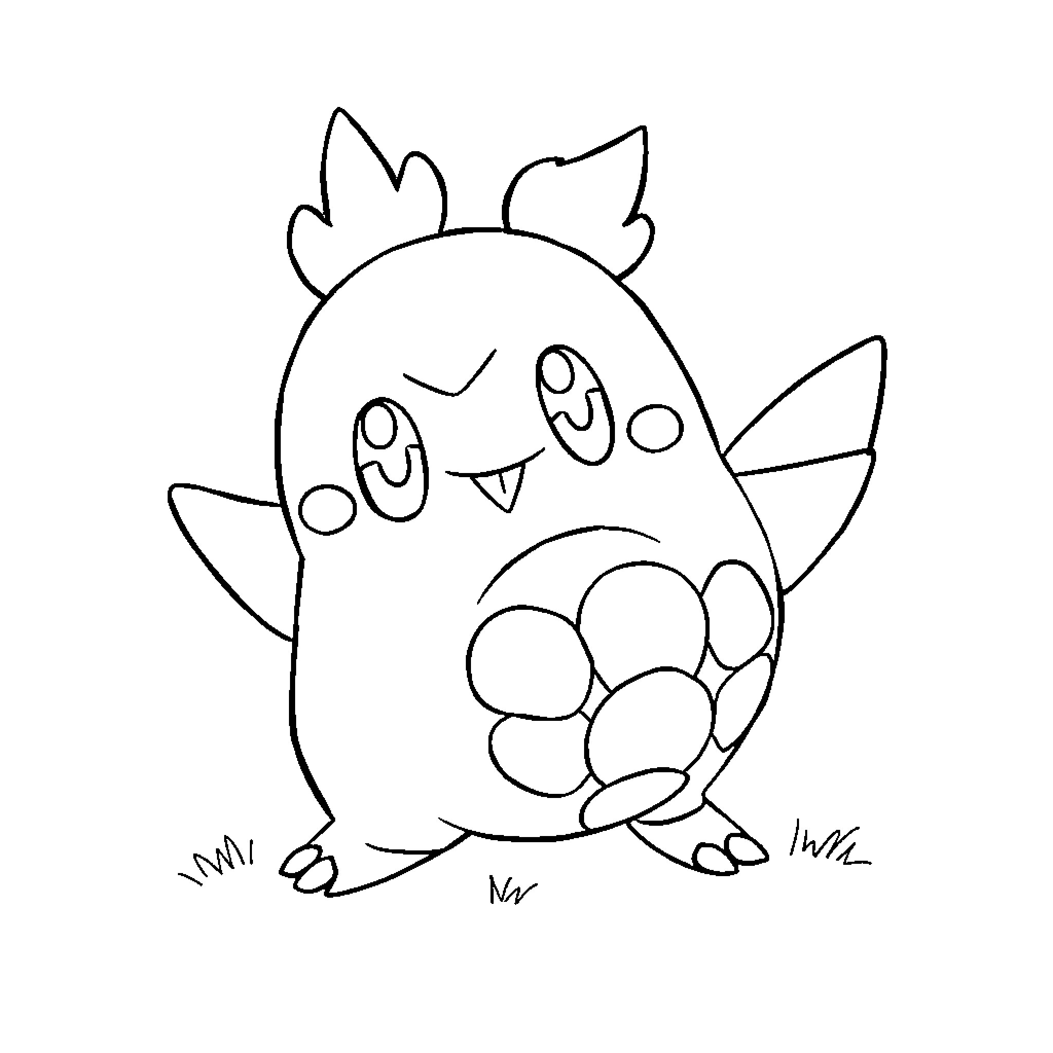 Togepi engaging in a cheerful activity Coloring Page (free black-and-white line drawing printable PDF for all, from beginners to advanced learners, including children, teens, adults, and seniors)