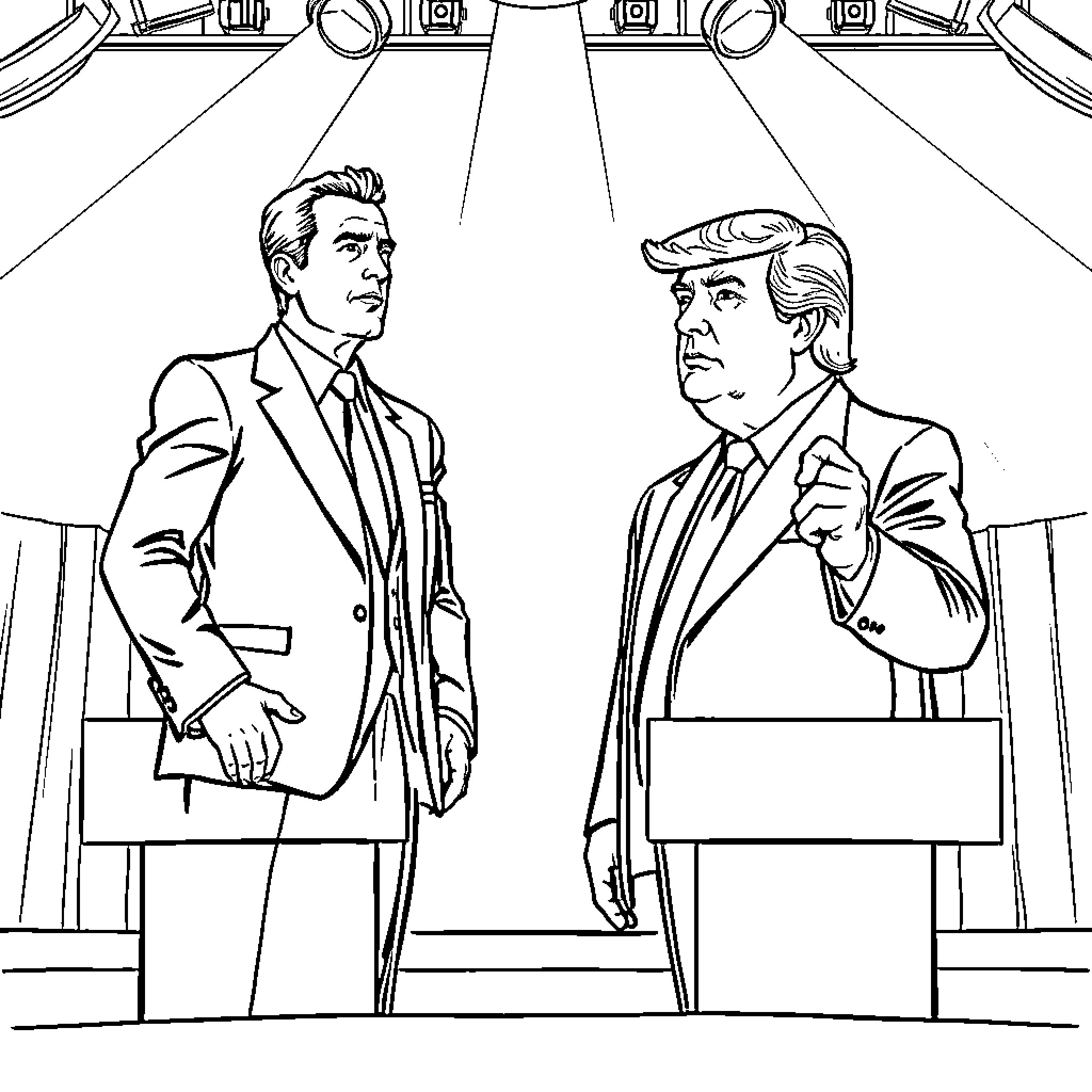 Hubert Hayaud's Business Negotiations Coloring Page (free black-and-white line drawing printable PDF for all, from beginners to advanced learners, including children, teens, adults, and seniors)