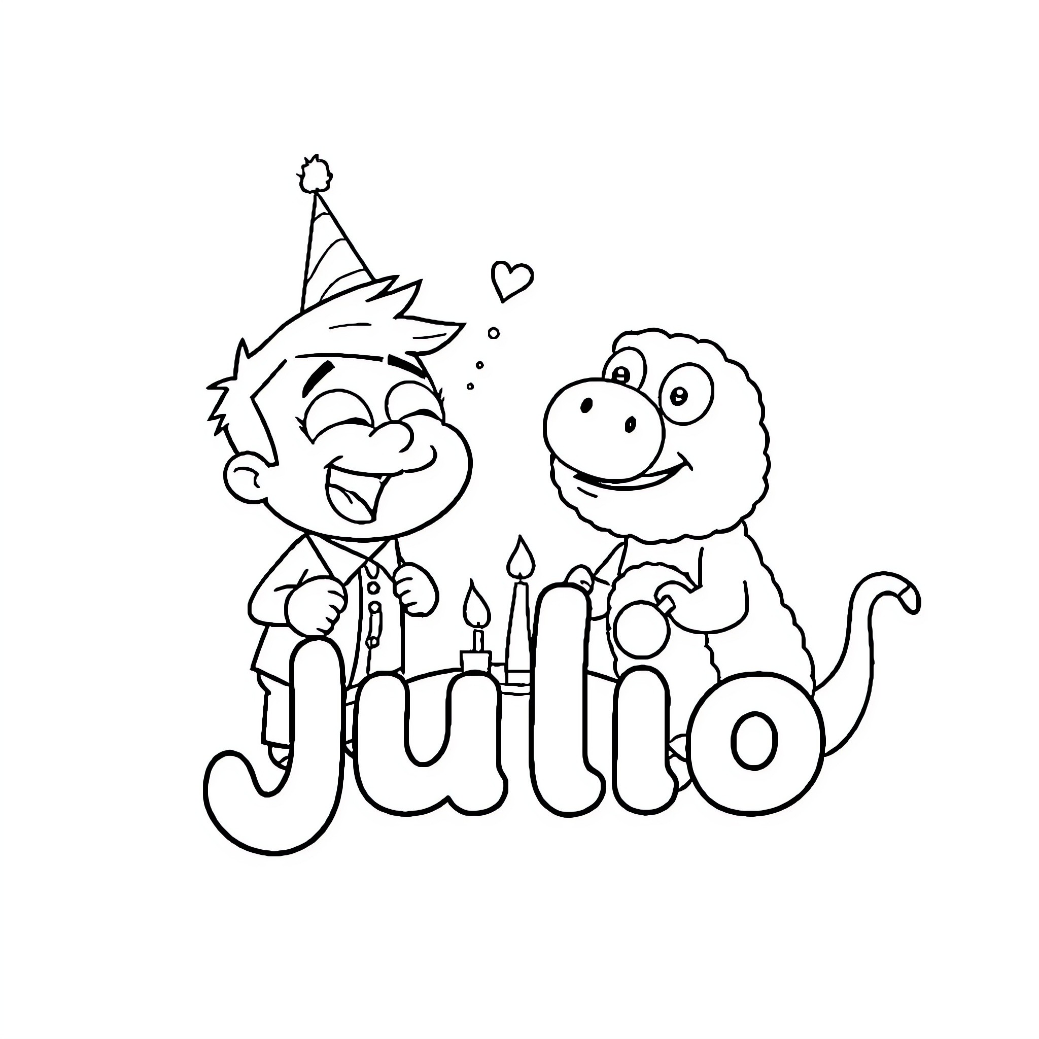 Gumball characters celebrate birthday party Coloring Page (free black-and-white line drawing printable PDF for all, from beginners to advanced learners, including children, teens, adults, and seniors)