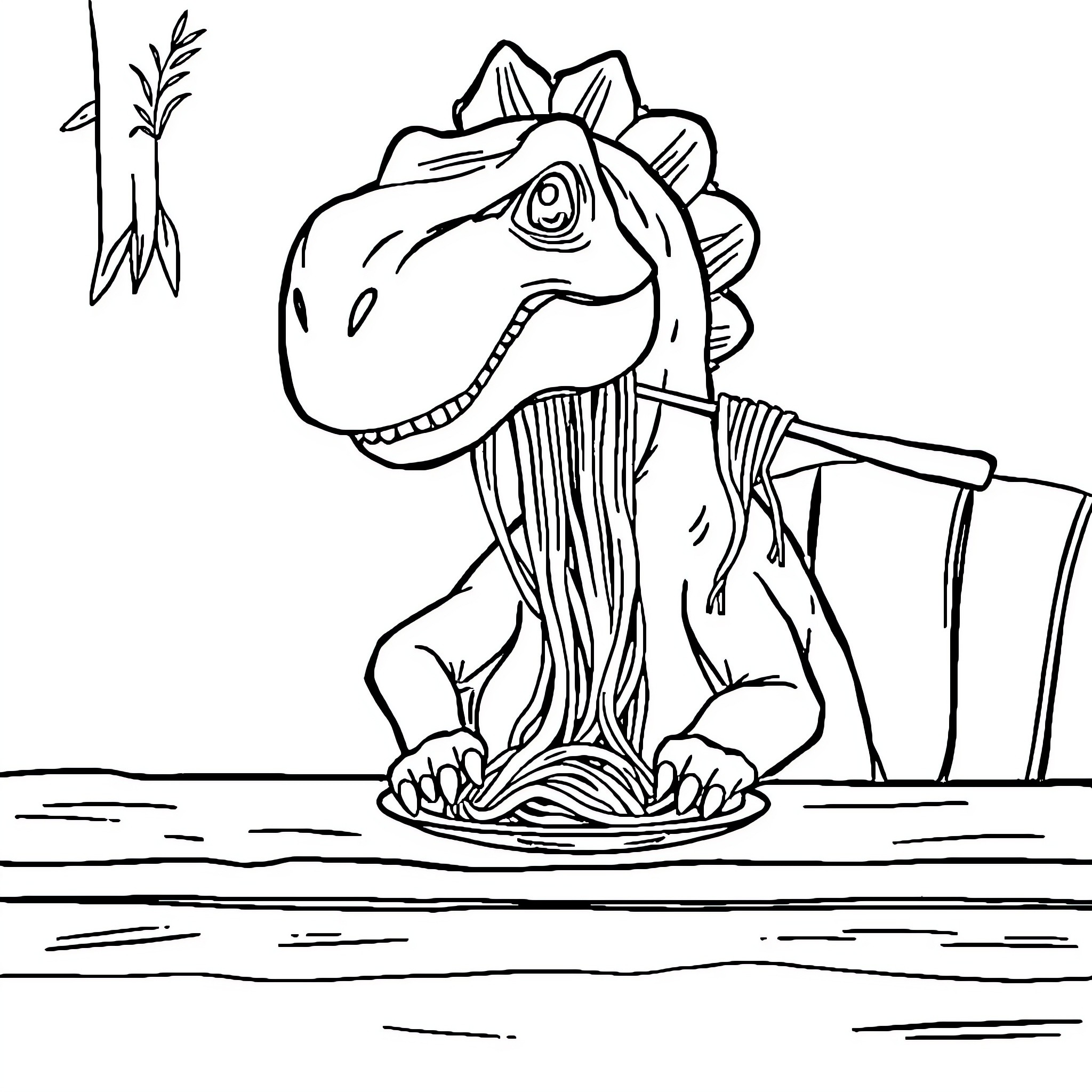 Parasaurolophus resting by the water Coloring Page (free black-and-white line drawing printable PDF for all, from beginners to advanced learners, including children, teens, adults, and seniors)