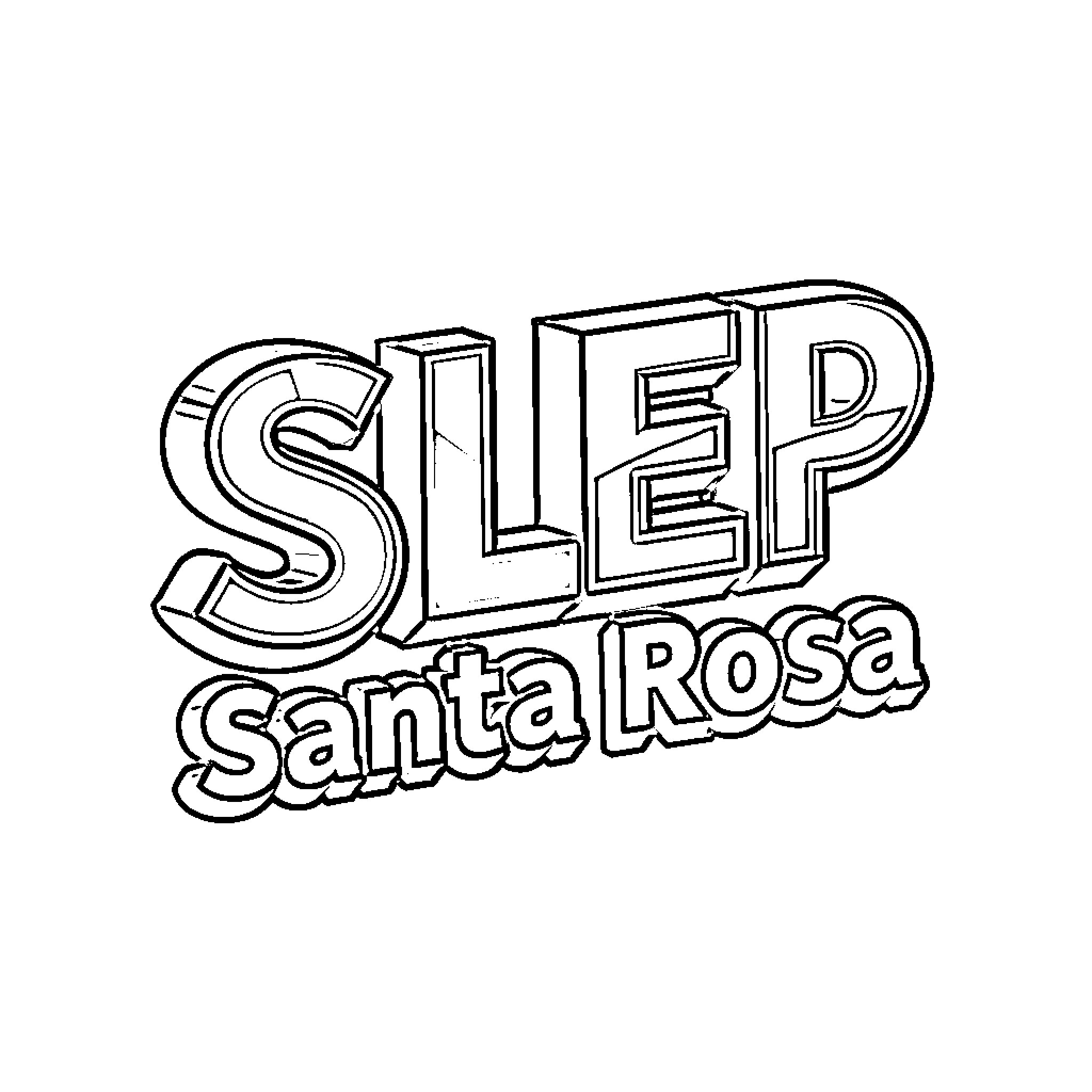 Logo of SLEEP Santa Rosa Coloring Page (free black-and-white line drawing printable PDF for all, from beginners to advanced learners, including children, teens, adults, and seniors)