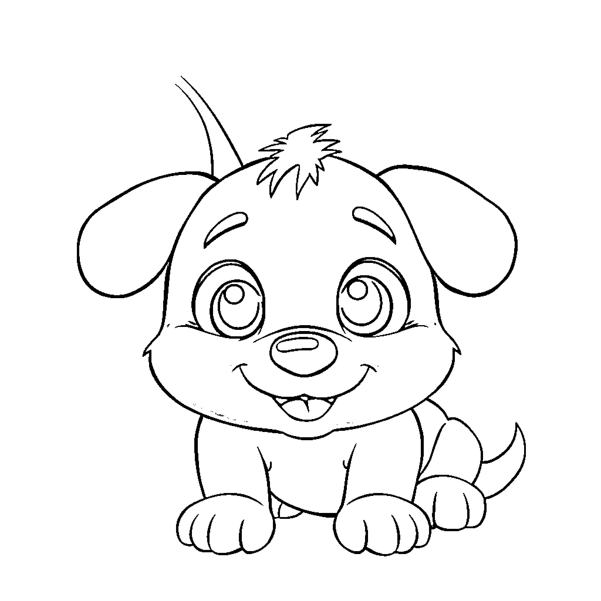 Bluey the happy puppy playing Coloring Page (free black-and-white line drawing printable PDF for all, from beginners to advanced learners, including children, teens, adults, and seniors)