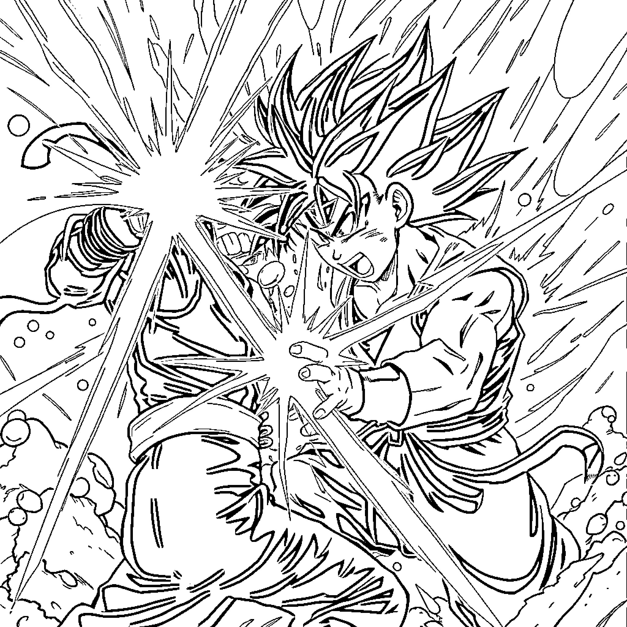 Naruto unleashing powerful energy blast Coloring Page (free black-and-white line drawing printable PDF for all, from beginners to advanced learners, including children, teens, adults, and seniors)