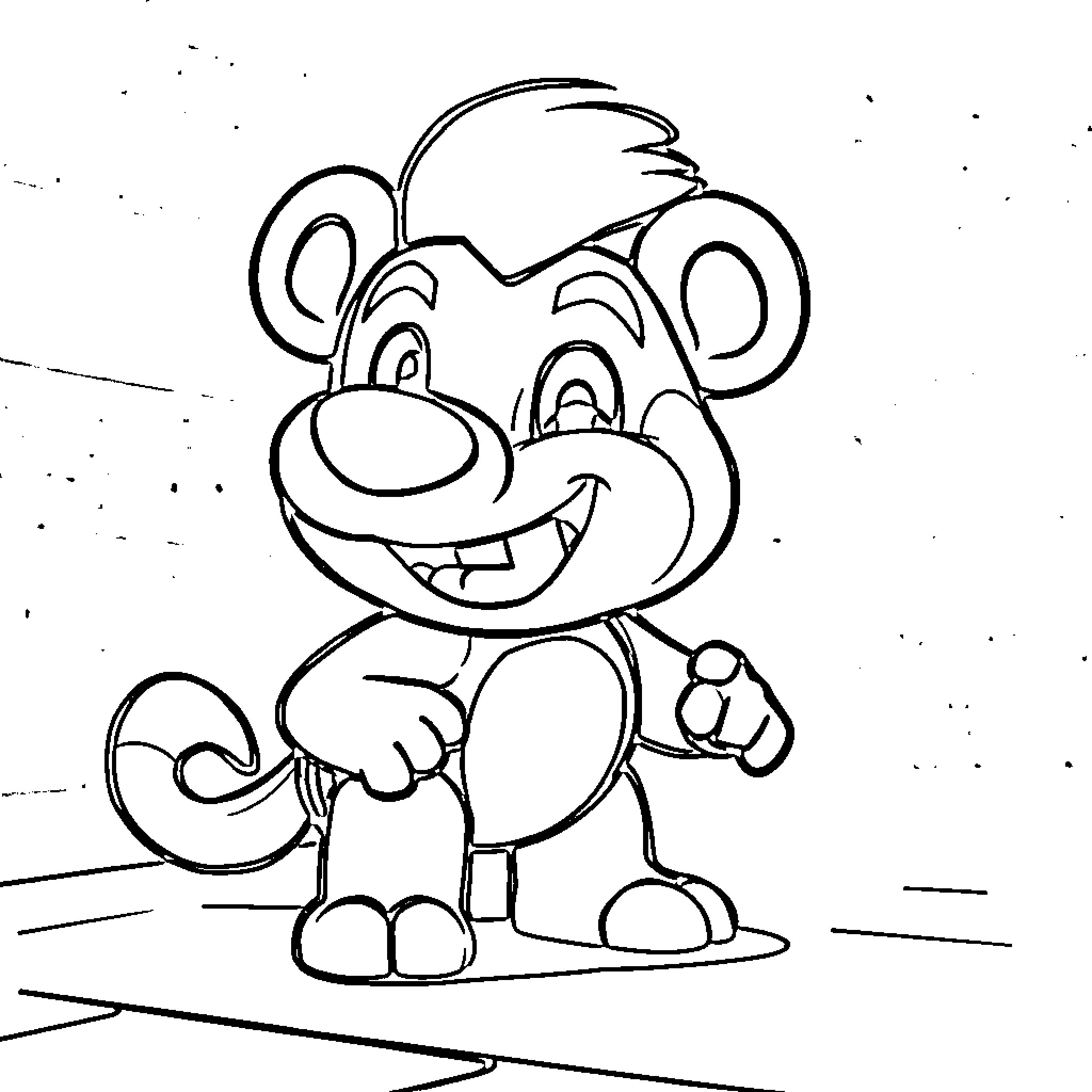 Chester the cheerful monkey enjoying his day Coloring Page (free black-and-white line drawing printable PDF for all, from beginners to advanced learners, including children, teens, adults, and seniors)