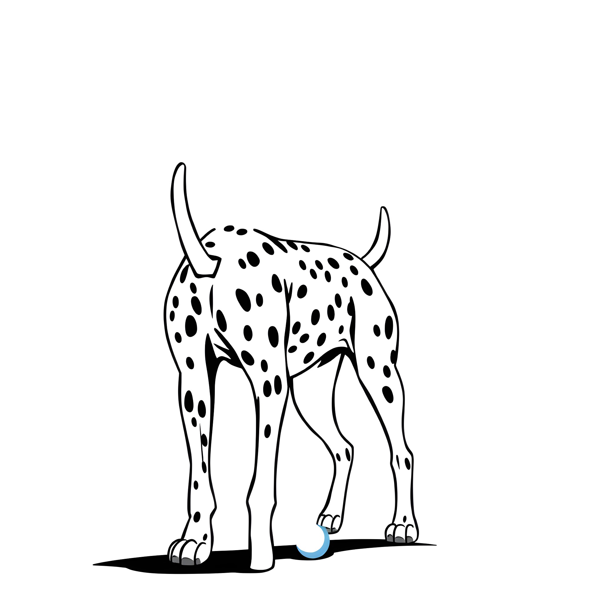 Dalmatian exploring the ground curiously Coloring Page (free black-and-white line drawing printable PDF for all, from beginners to advanced learners, including children, teens, adults, and seniors)