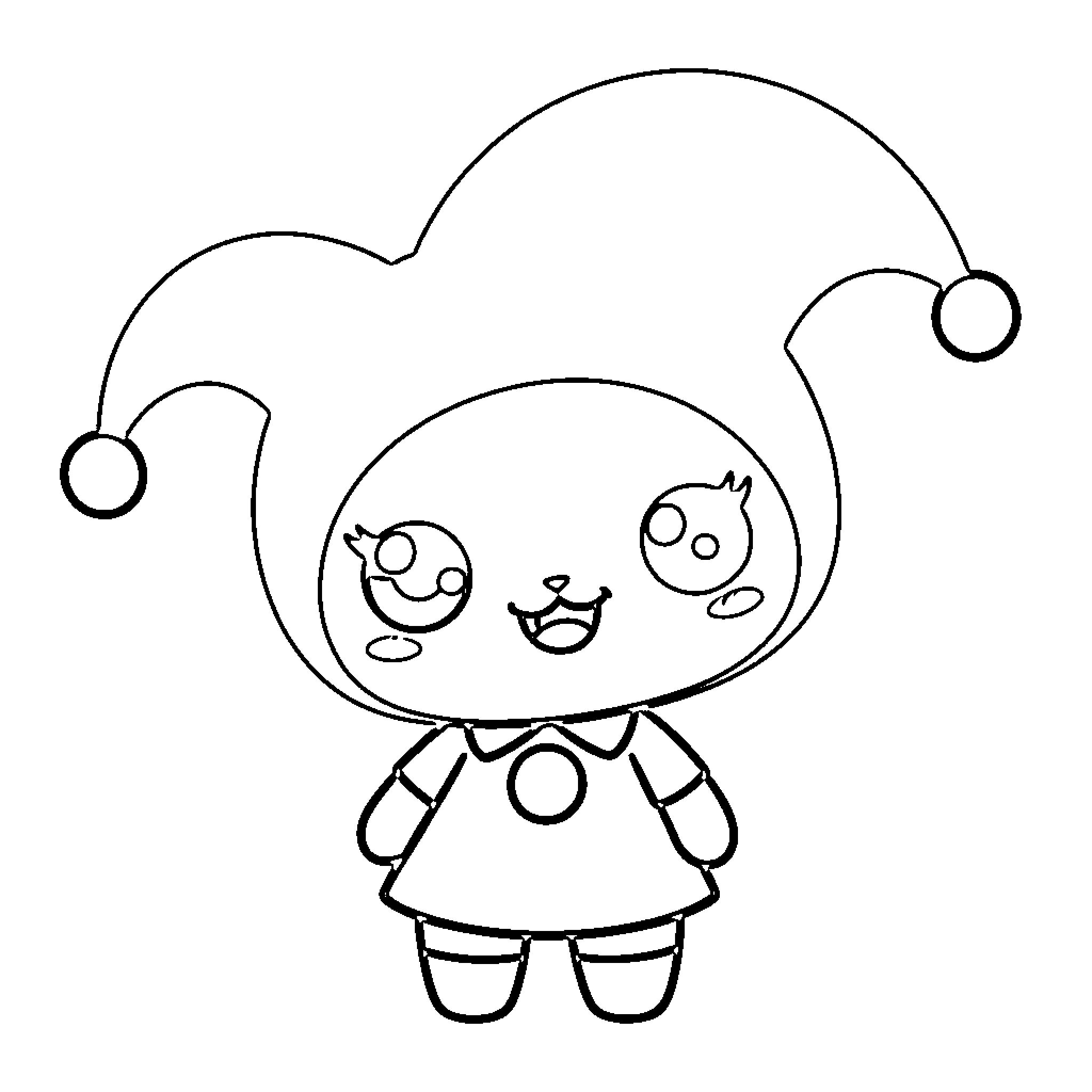 Kuromi in a whimsical costume Coloring Page (free black-and-white line drawing printable PDF for all, from beginners to advanced learners, including children, teens, adults, and seniors)