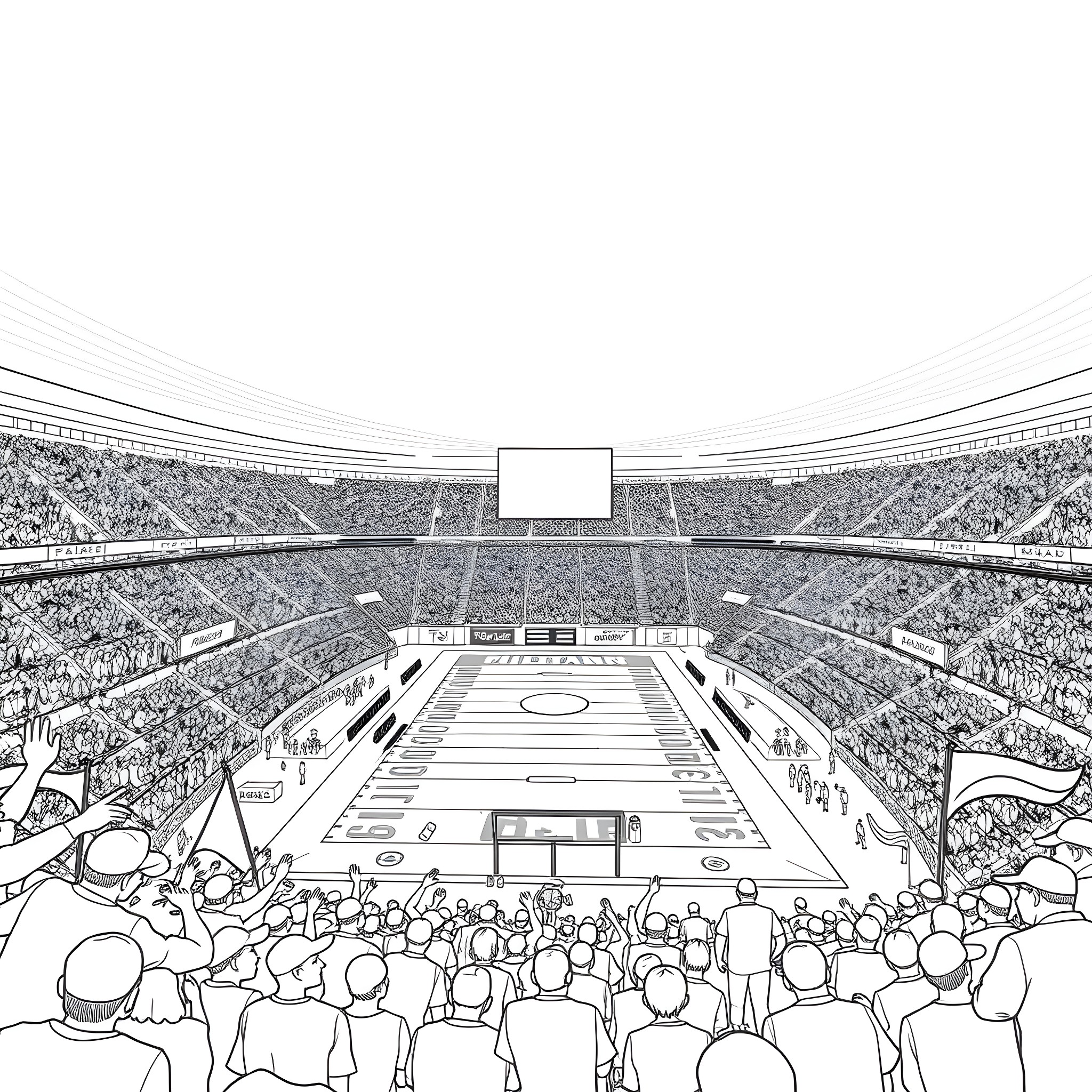 Stoke City Stadium filled with cheering spectators Coloring Page (free black-and-white line drawing printable PDF for all, from beginners to advanced learners, including children, teens, adults, and seniors)